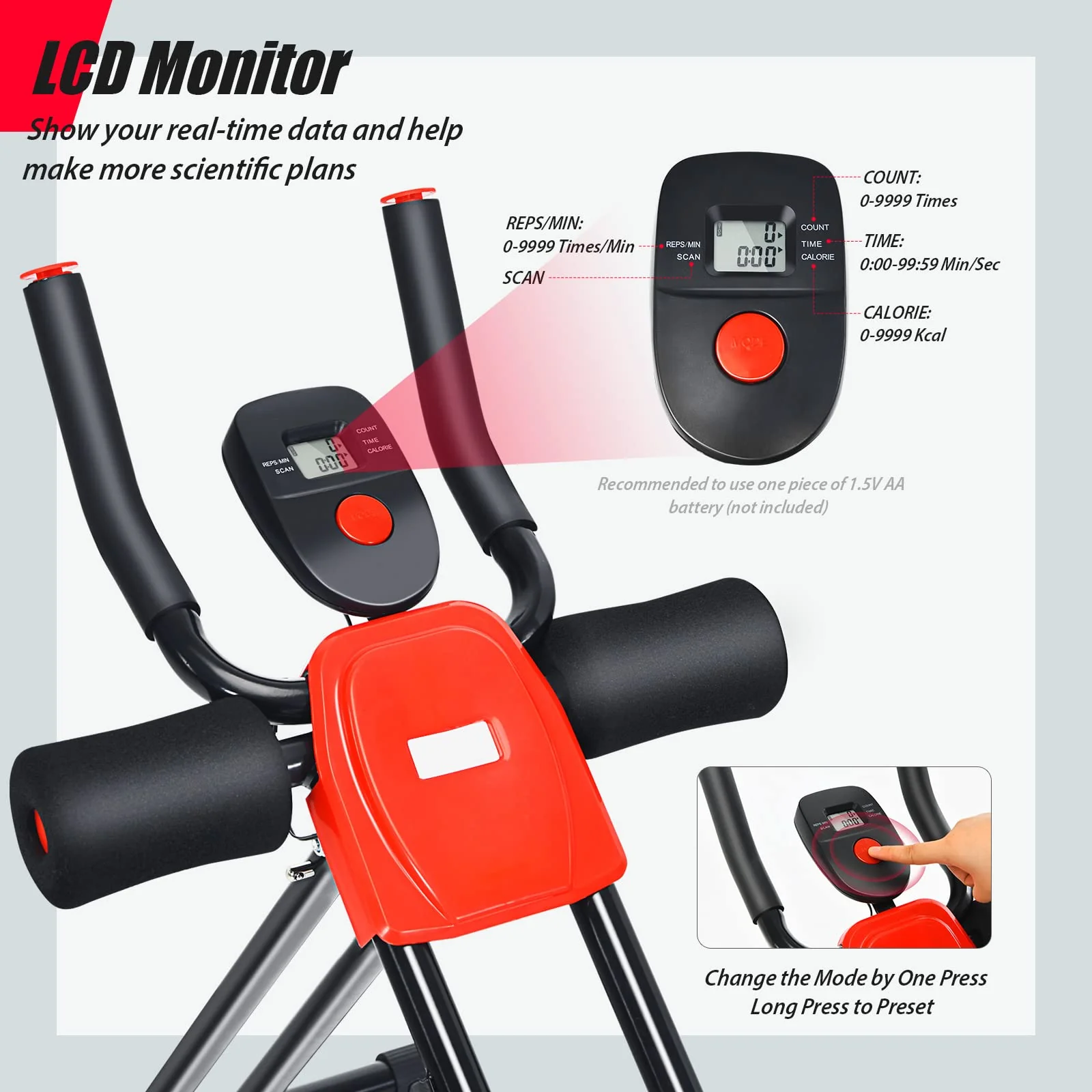 Foldable Core Abdominal Trainer, AB Workout Machine Exercise Equipment with 3 Adjustable Levels - Image 4