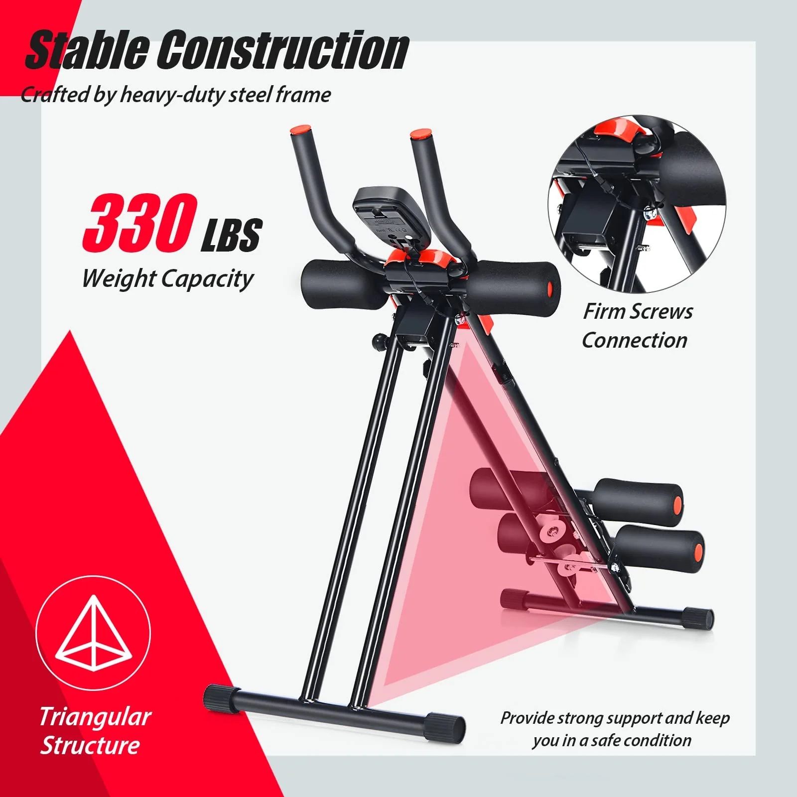 Foldable Core Abdominal Trainer, AB Workout Machine Exercise Equipment with 3 Adjustable Levels - Image 5