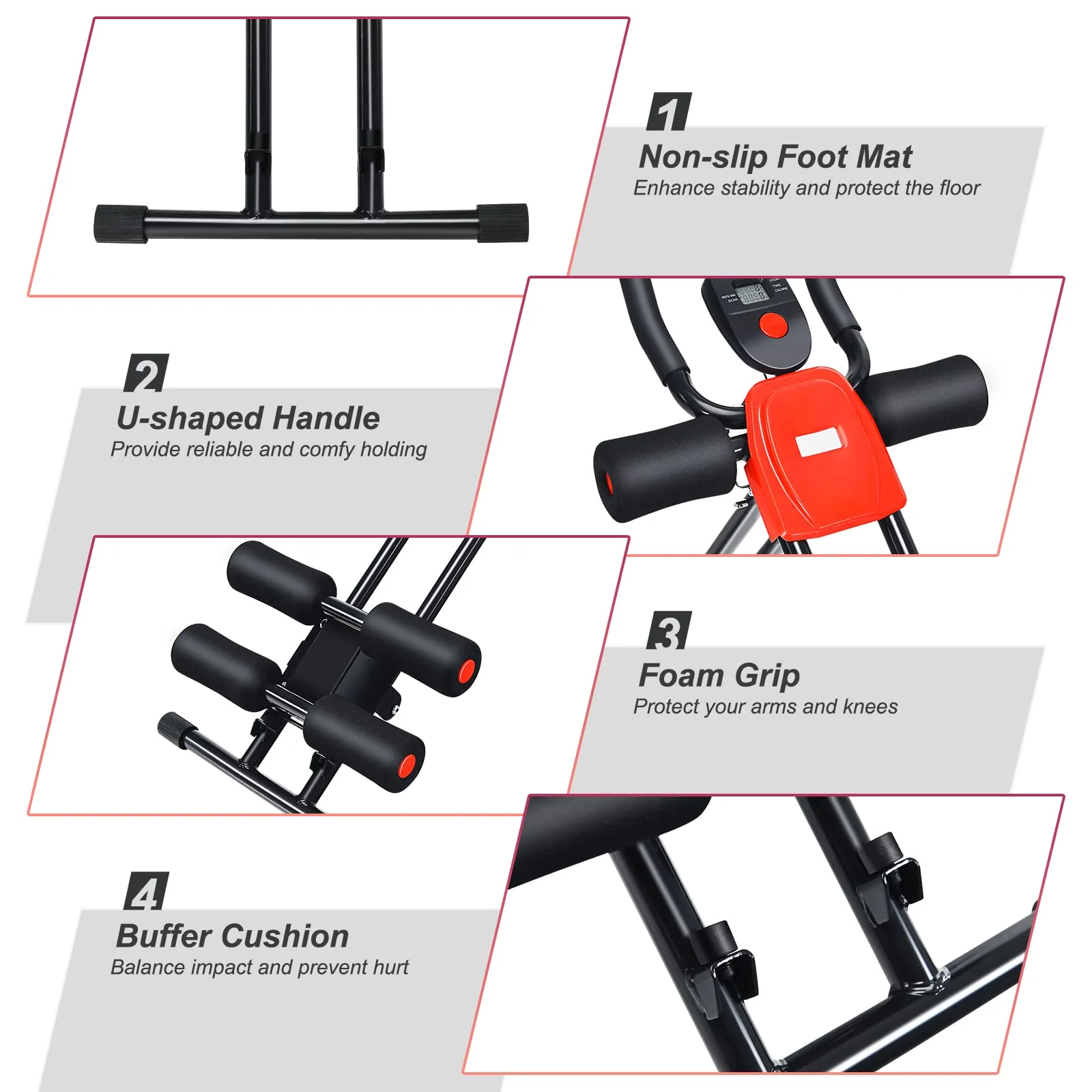 Foldable Core Abdominal Trainer, AB Workout Machine Exercise Equipment with 3 Adjustable Levels - Image 6
