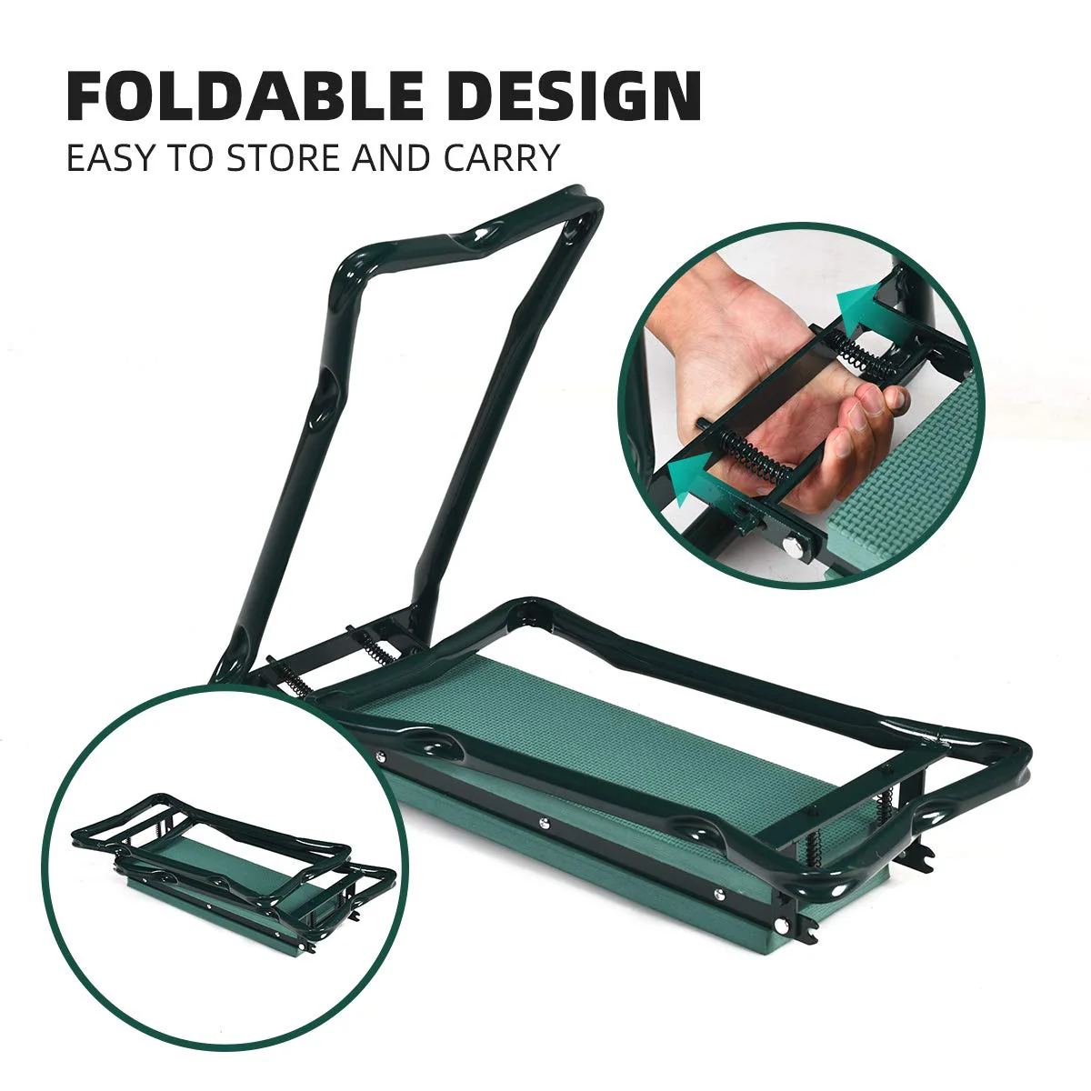 Foldable Garden Kneeler and Seat, Portable Garden Stool w/ 2 Bonus Tool Pouches and EVA Foam Pad - Image 5