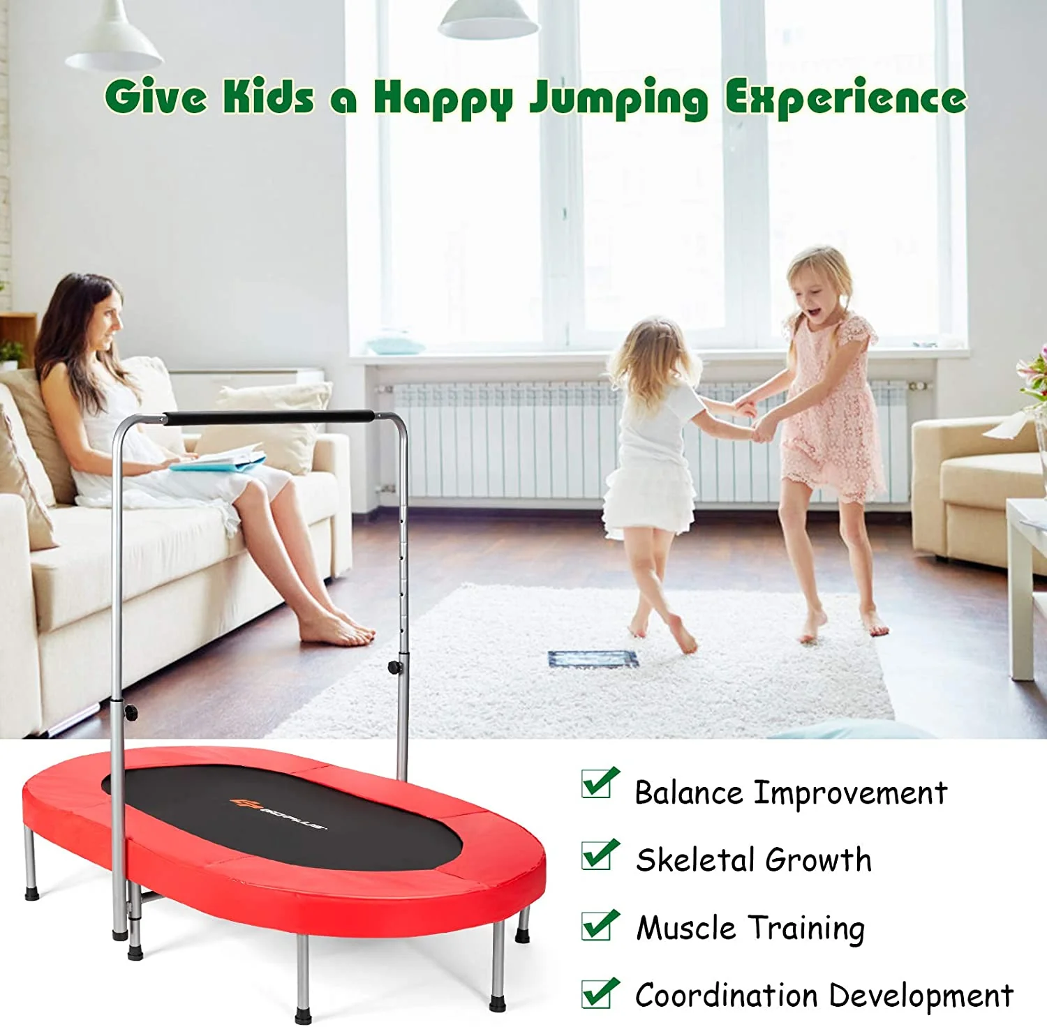 Foldable Trampoline, Double Mini Kids Trampoline Rebounder - Image 10
