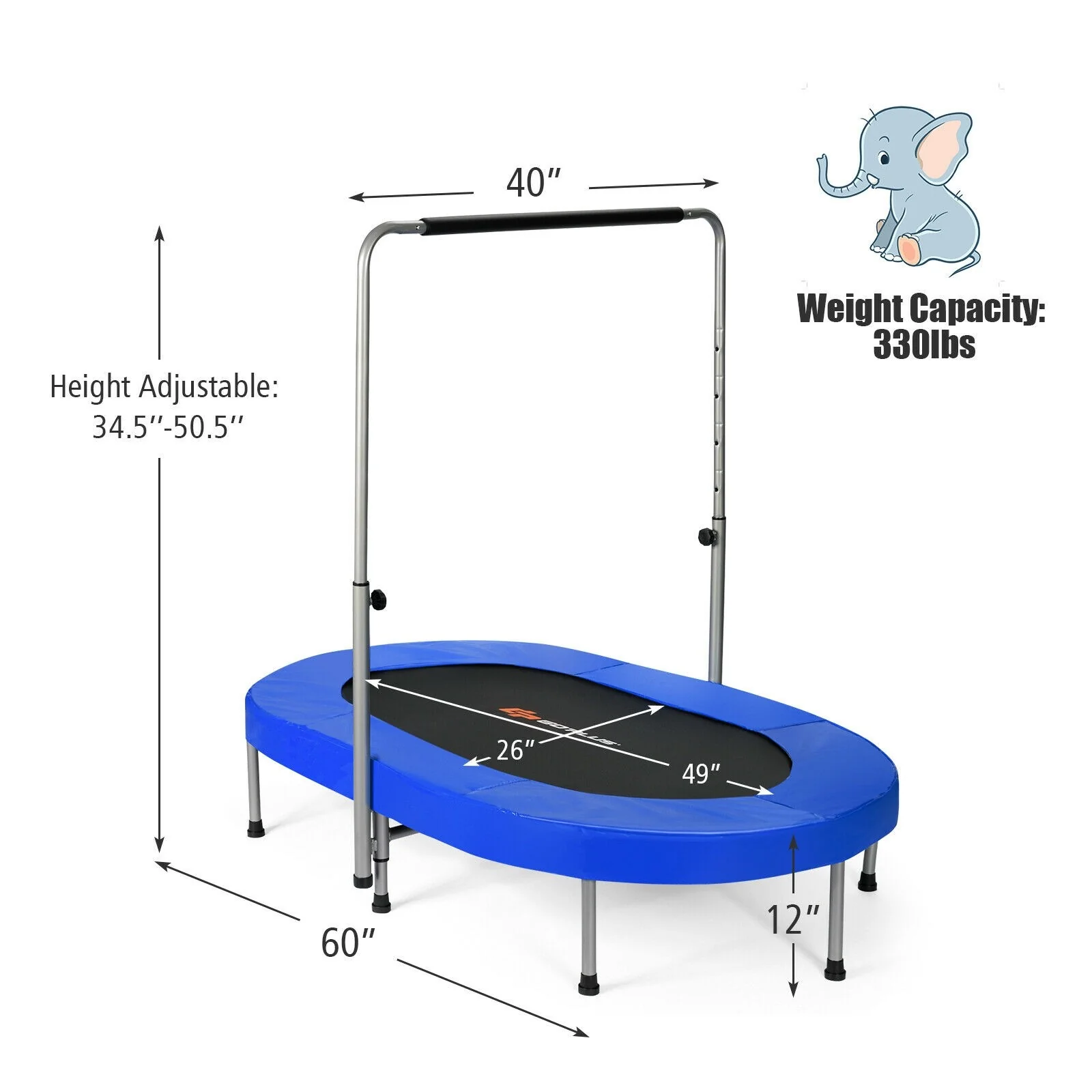 Foldable Trampoline, Double Mini Kids Trampoline Rebounder - Image 13