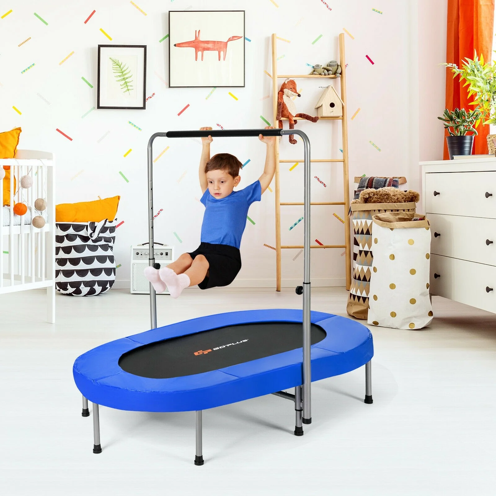 Foldable Trampoline, Double Mini Kids Trampoline Rebounder - Image 3