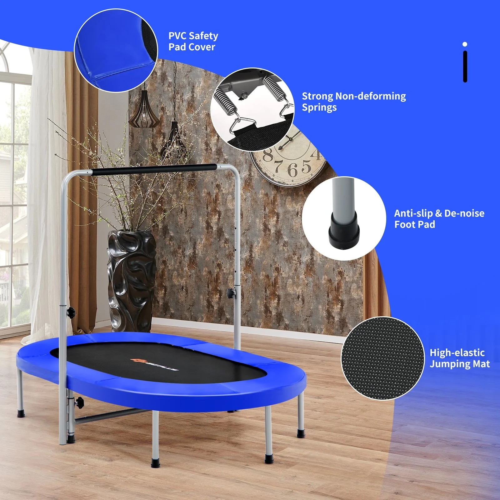 Foldable Trampoline, Double Mini Kids Trampoline Rebounder - Image 4
