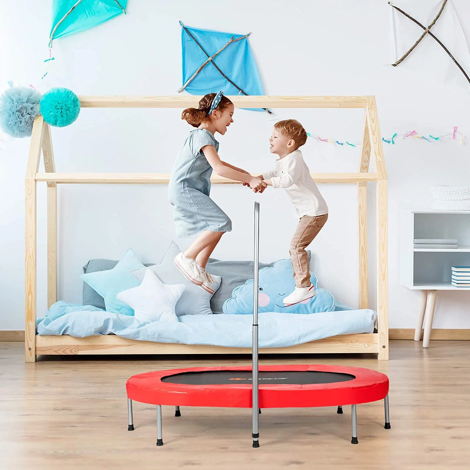Foldable Trampoline, Double Mini Kids Trampoline Rebounder - Image 5