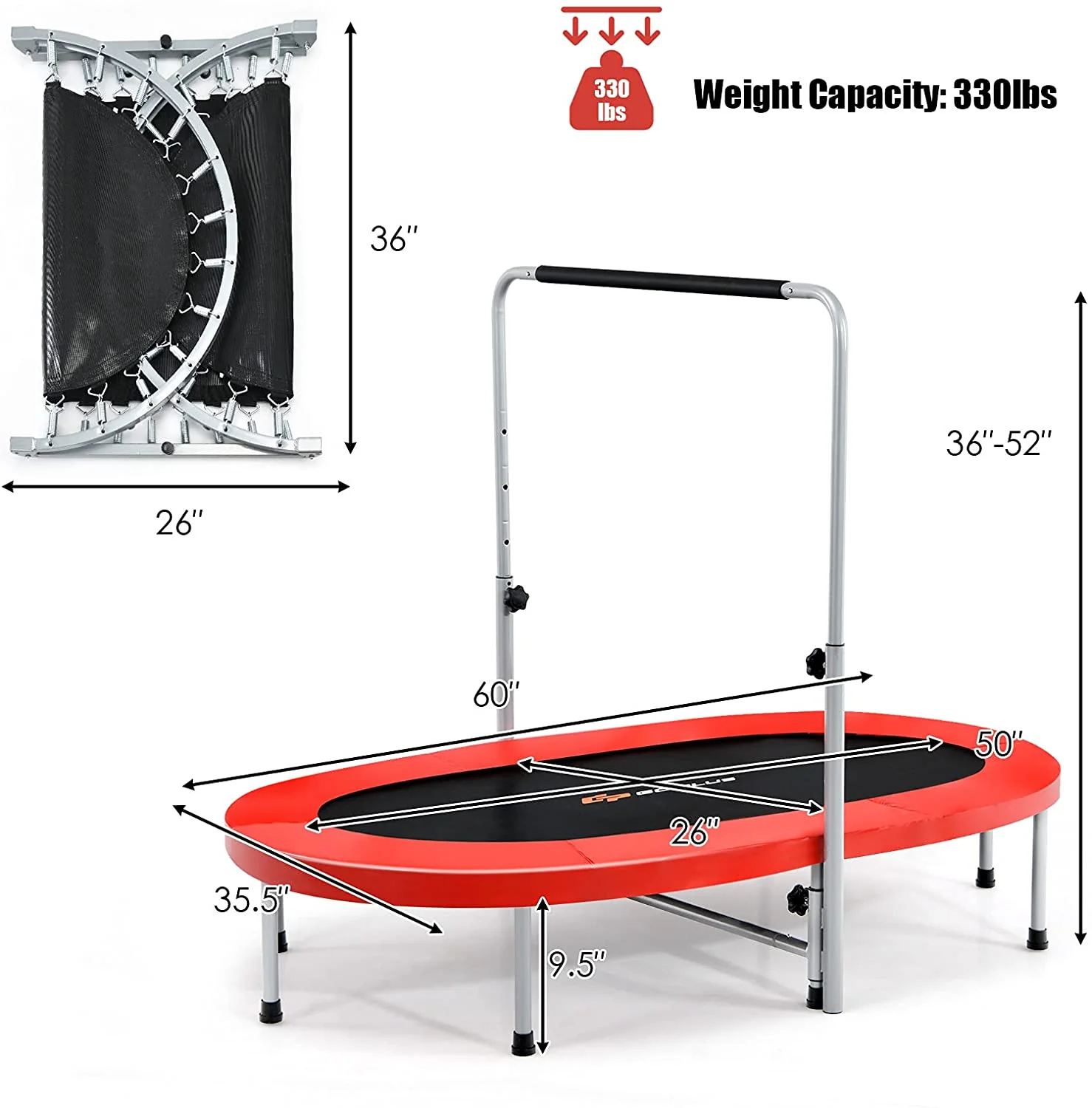 Foldable Trampoline, Double Mini Kids Trampoline Rebounder - Image 8