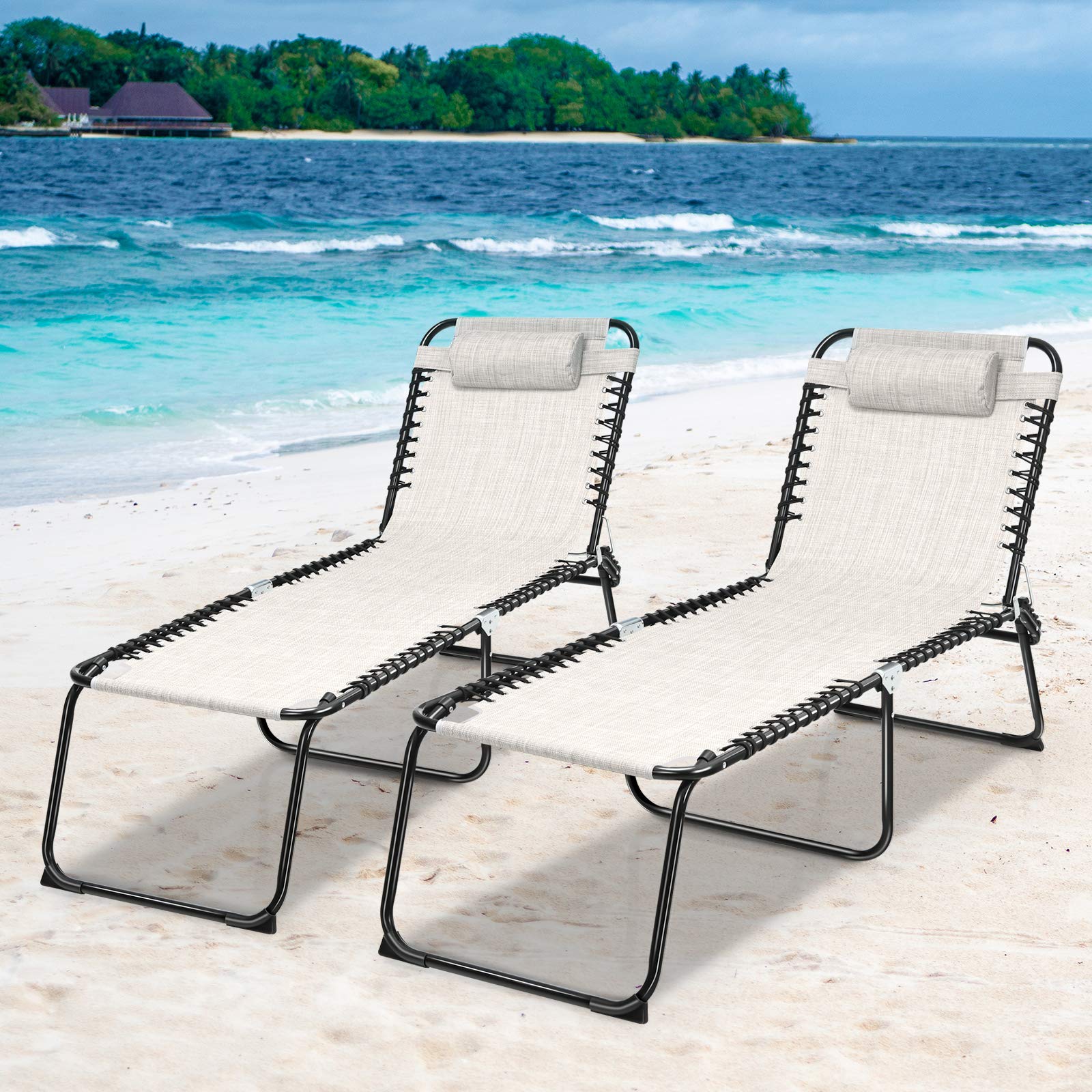 Folding Beach Lounge Chair Black/Gray - Image 10
