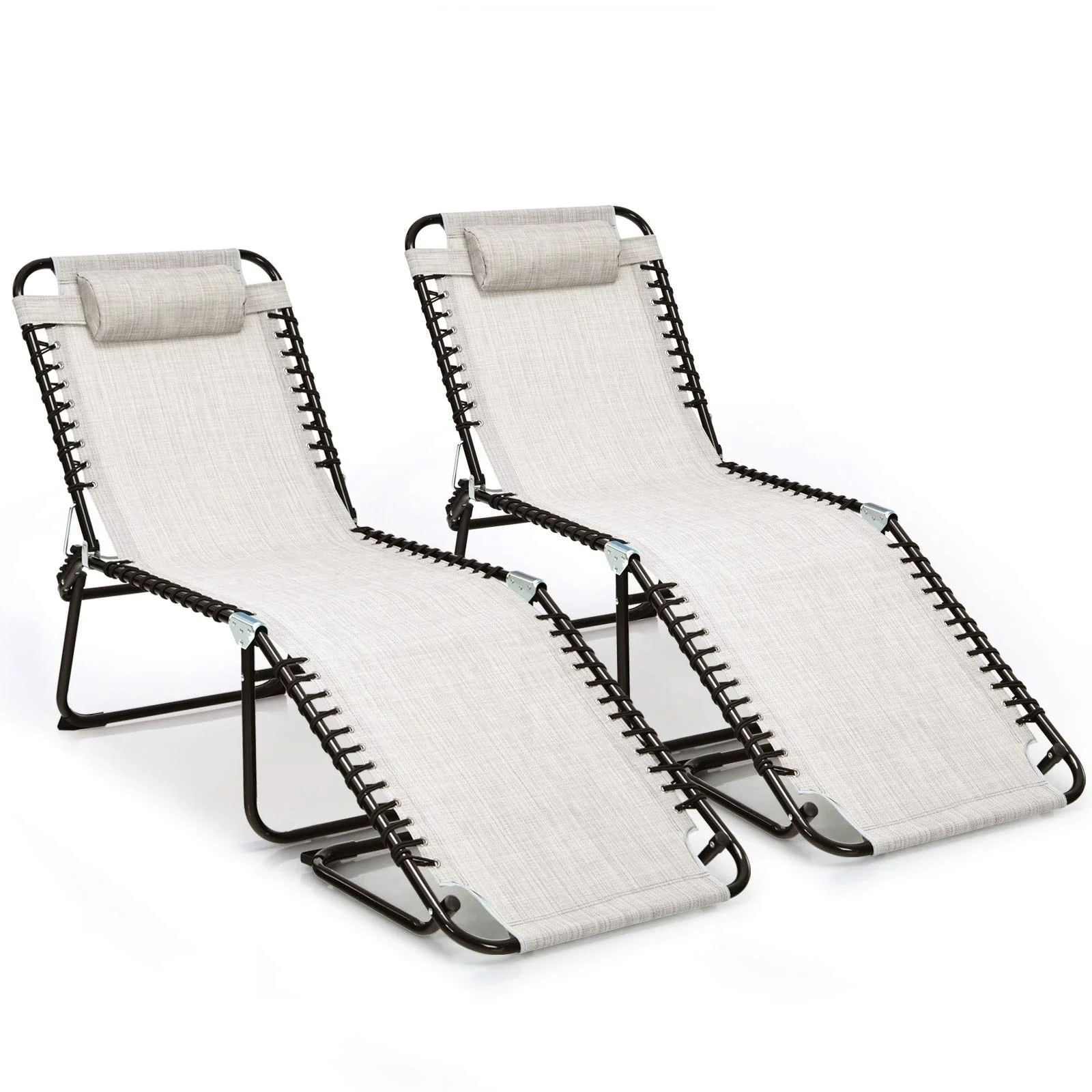 Folding Beach Lounge Chair Black/Gray - Image 12