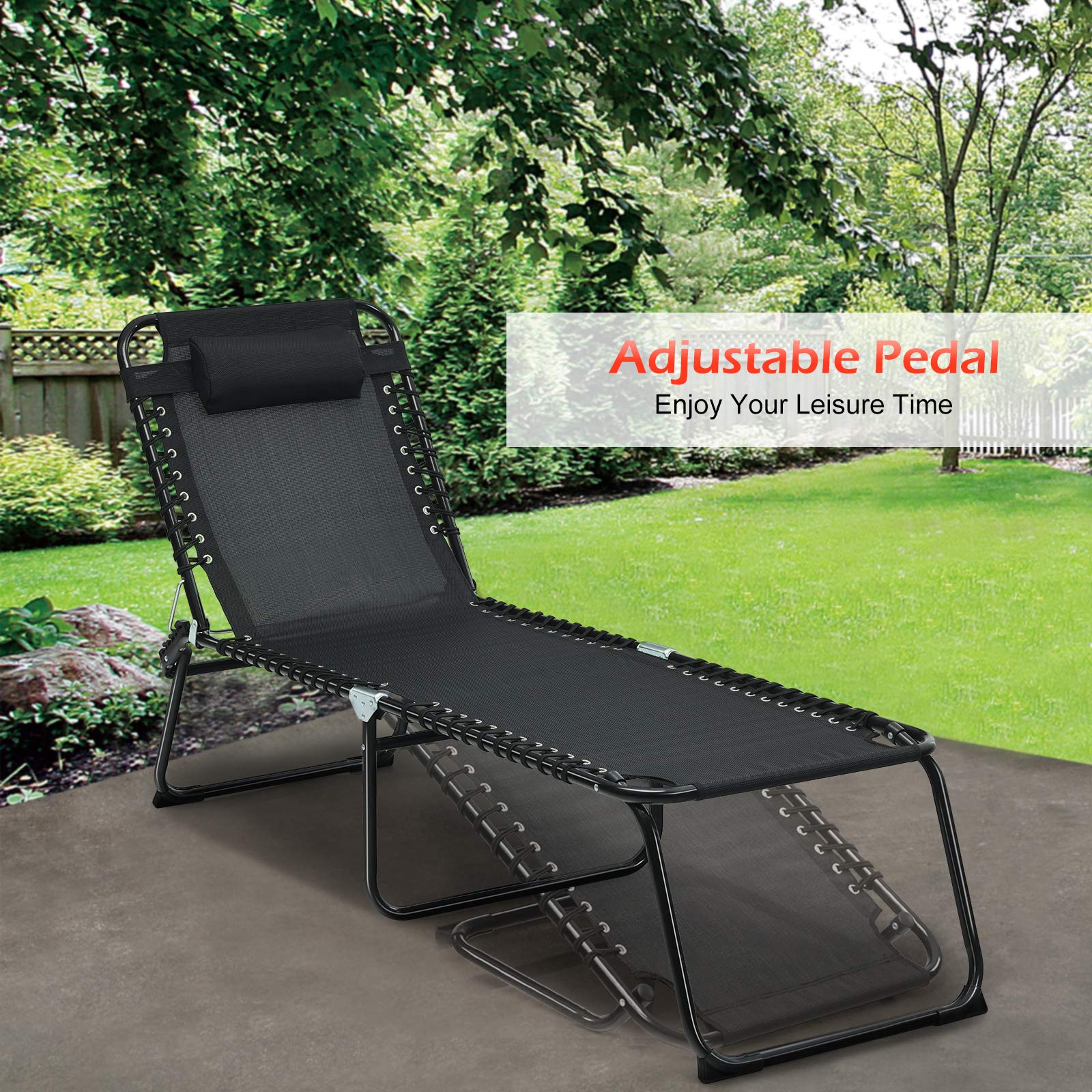 Folding Beach Lounge Chair Black/Gray - Image 3