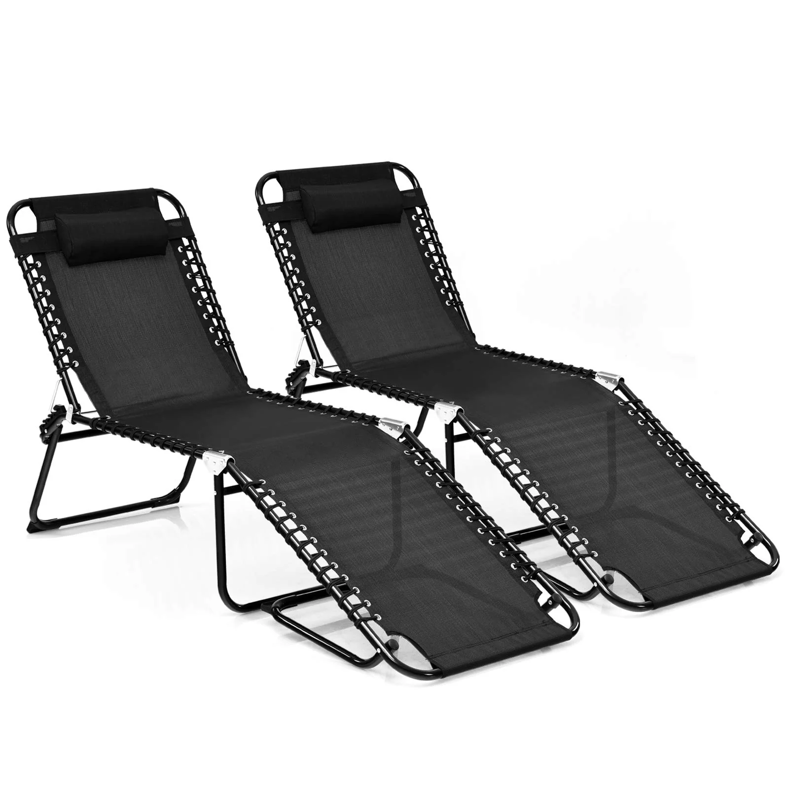 Folding Beach Lounge Chair Black/Gray - Image 9