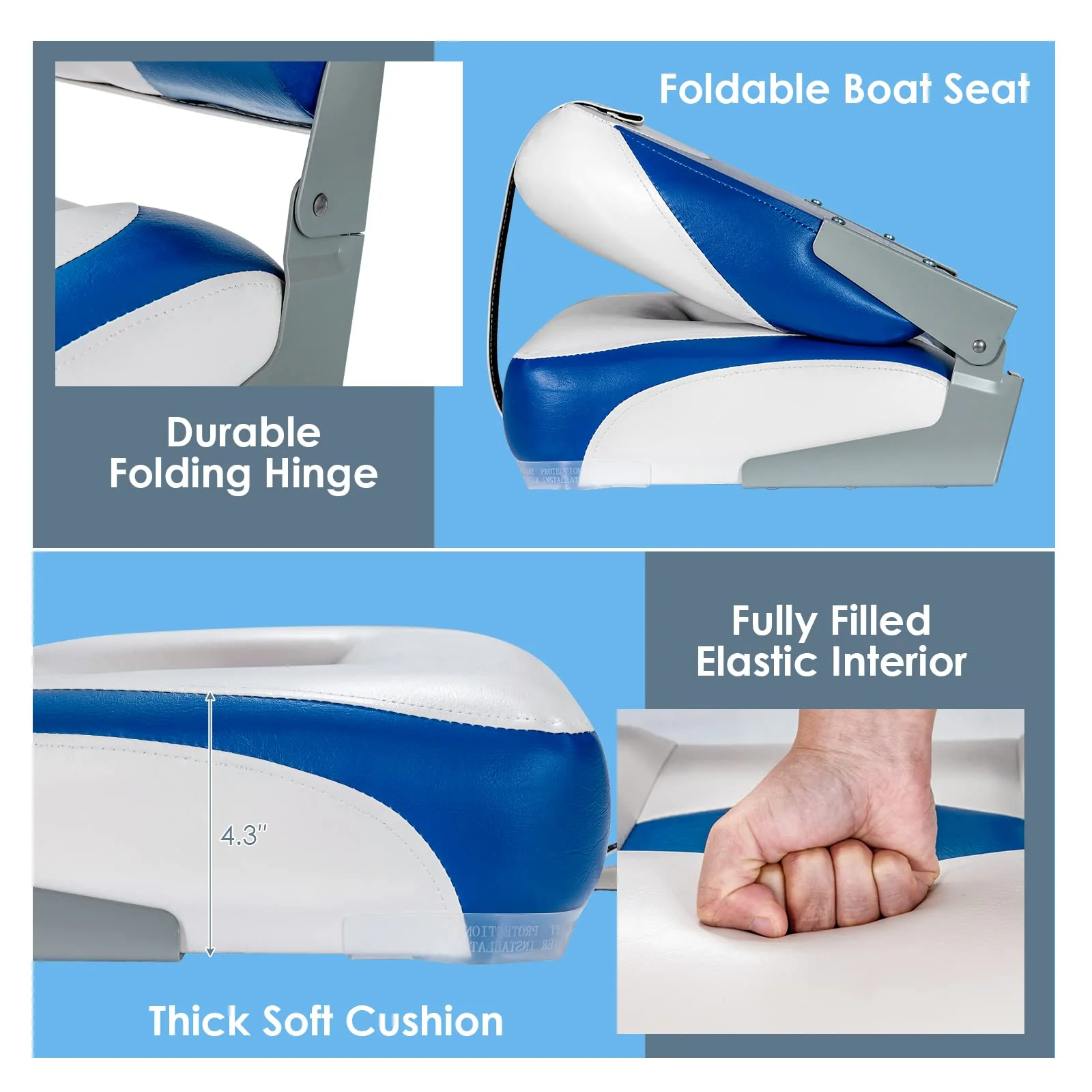 Folding Boat Seats, Low-Back Boat Seat, 2 Packs - Image 7