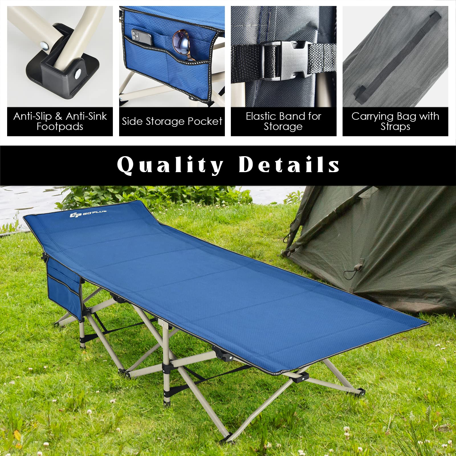 Folding Camping Cot, 882LBS (Max Load) 28.5'' Extra Wide - Image 3