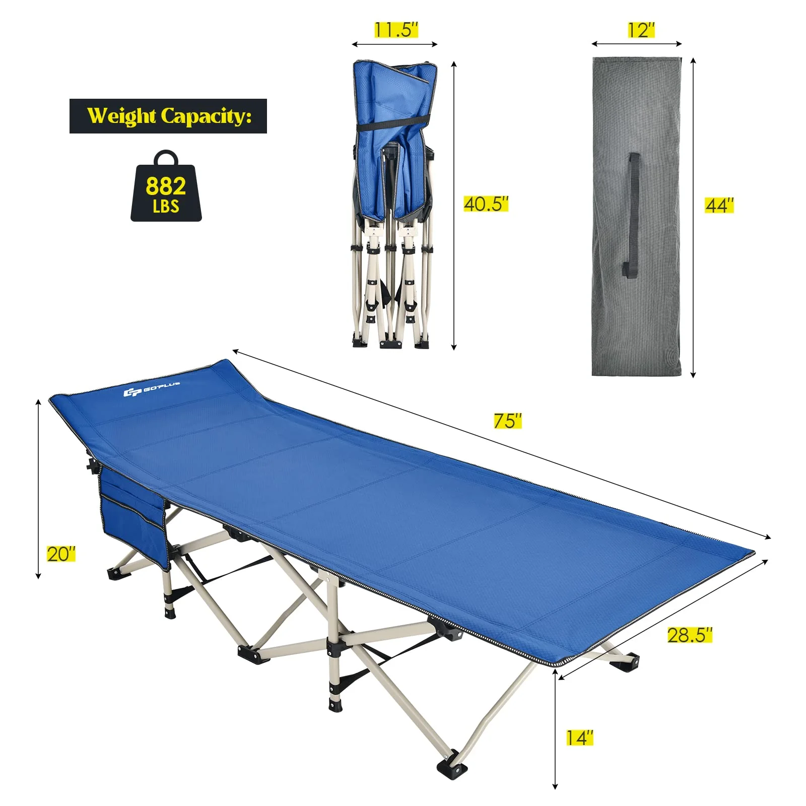 Folding Camping Cot, 882LBS (Max Load) 28.5'' Extra Wide - Image 9