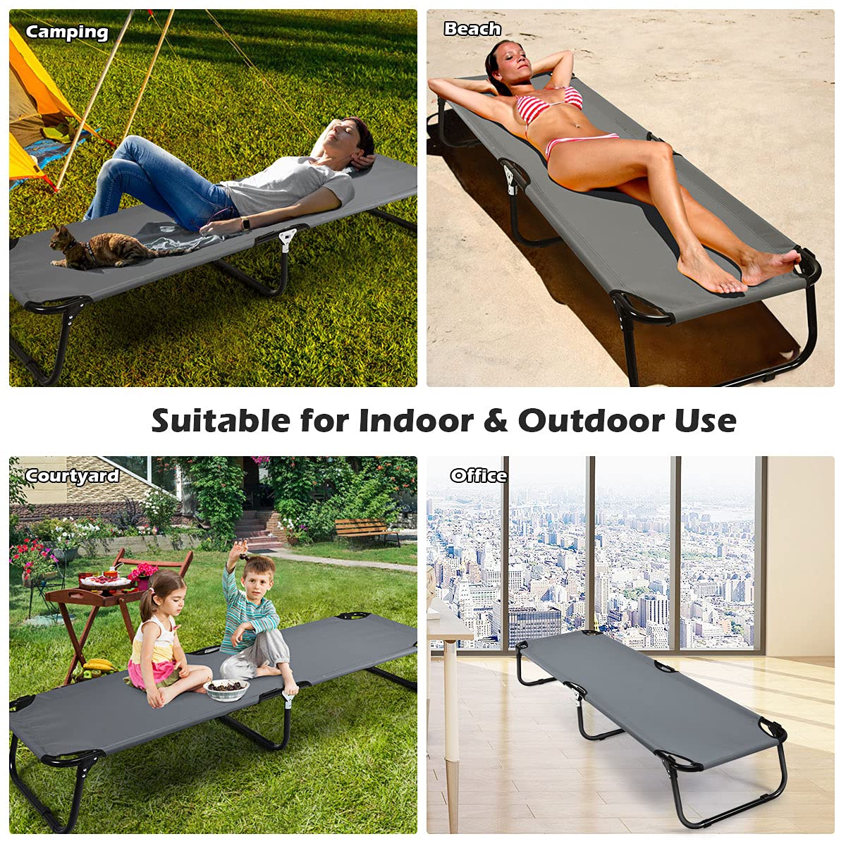 Folding Camping Cot, Heavy Duty Collapsible Foldable Bed - Image 4