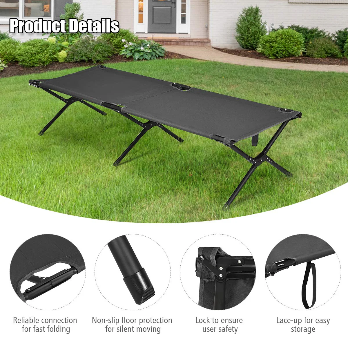 Folding Camping Cot with Carrying Bag - Image 3