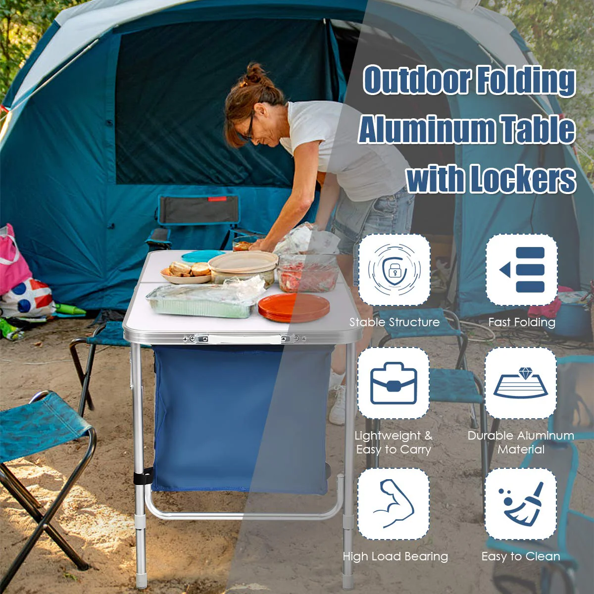 Folding Camping Table with Storage - Image 3