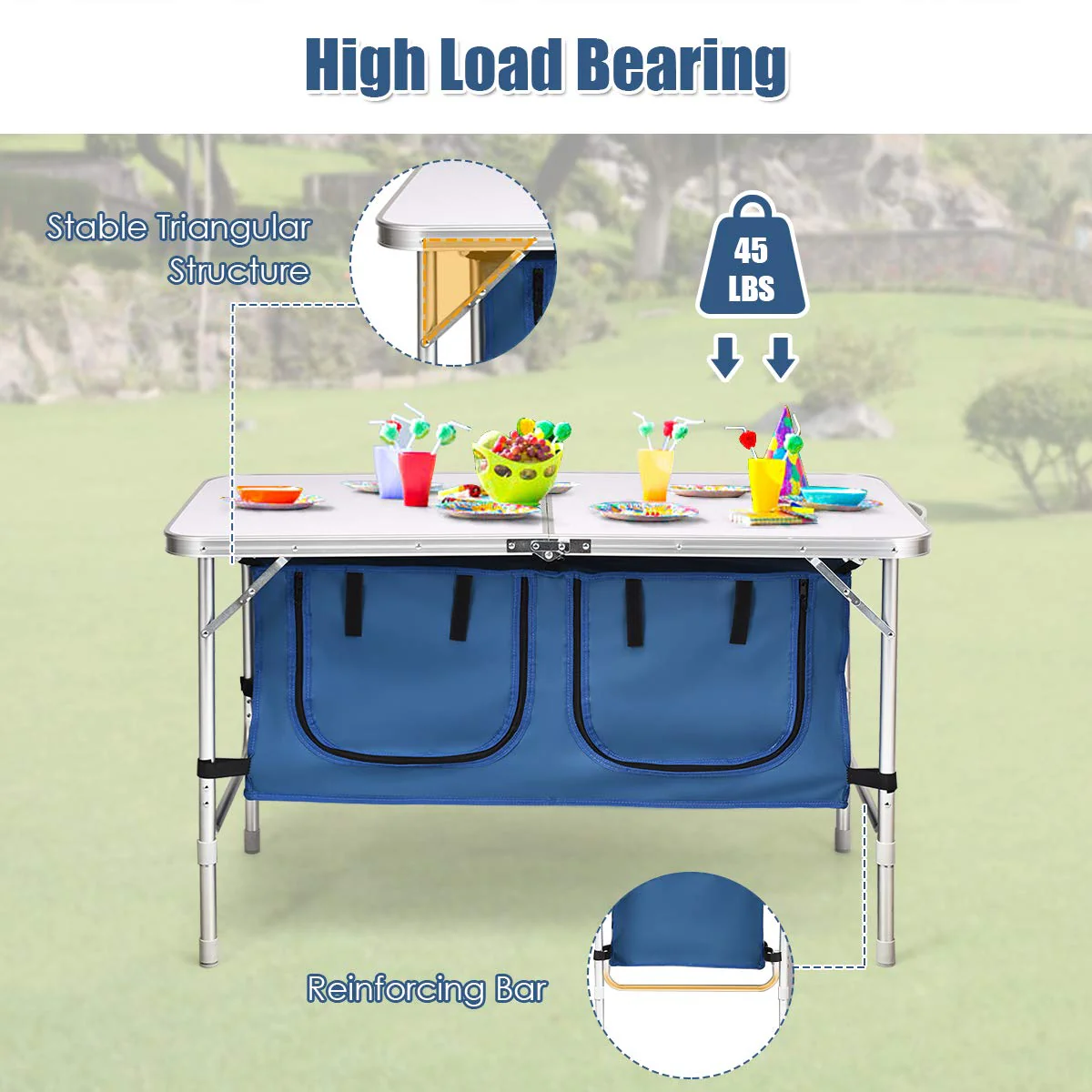 Folding Camping Table with Storage - Image 4