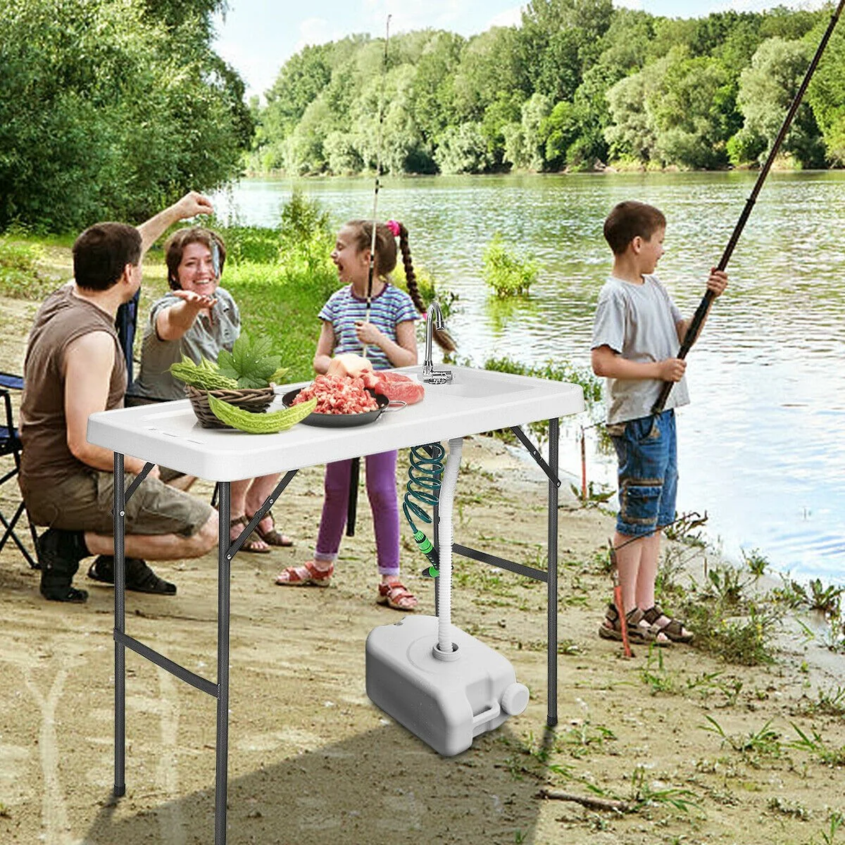 Folding Fish Table Fillet Hunting Cleaning Cutting Camping Sink Table - Image 3