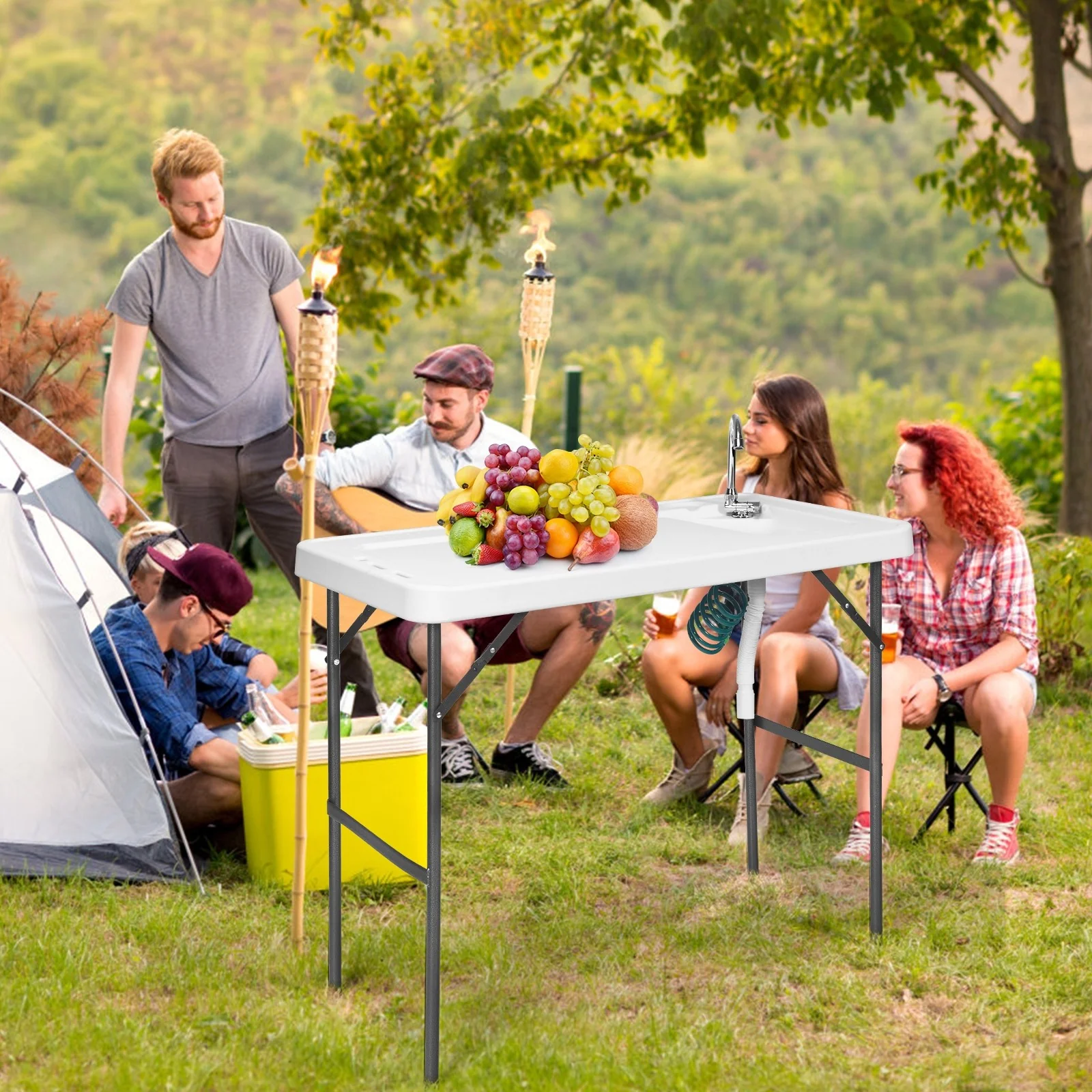 Folding Fish Table Fillet Hunting Cleaning Cutting Camping Sink Table - Image 4