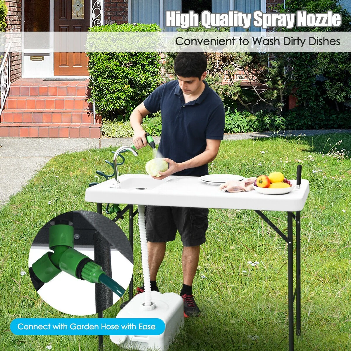 Folding Fish Table Fillet Hunting Cleaning Cutting Camping Sink Table - Image 6