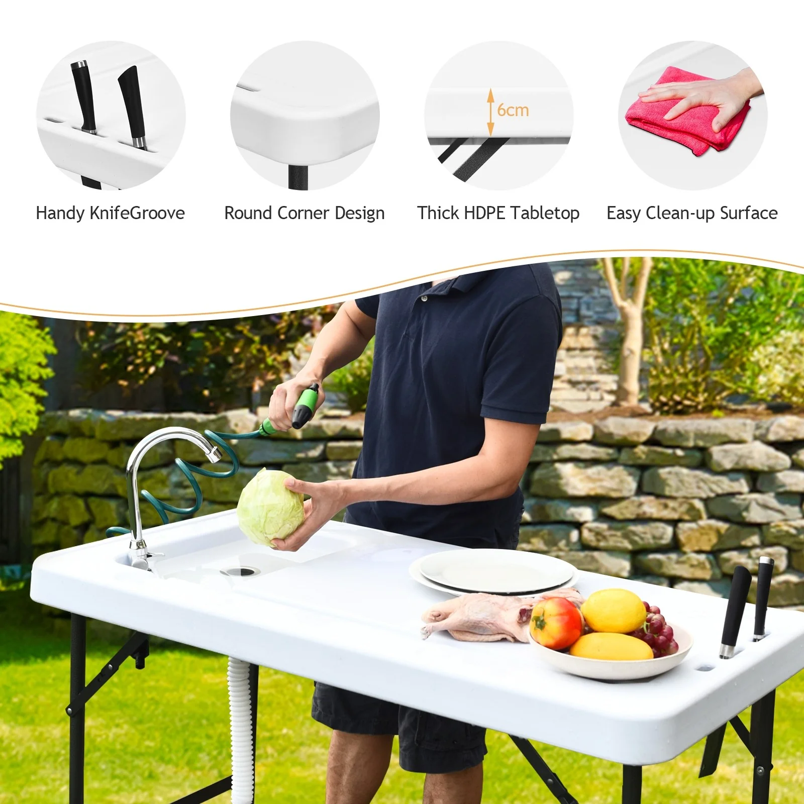 Folding Fish Table Fillet Hunting Cleaning Cutting Camping Sink Table - Image 8