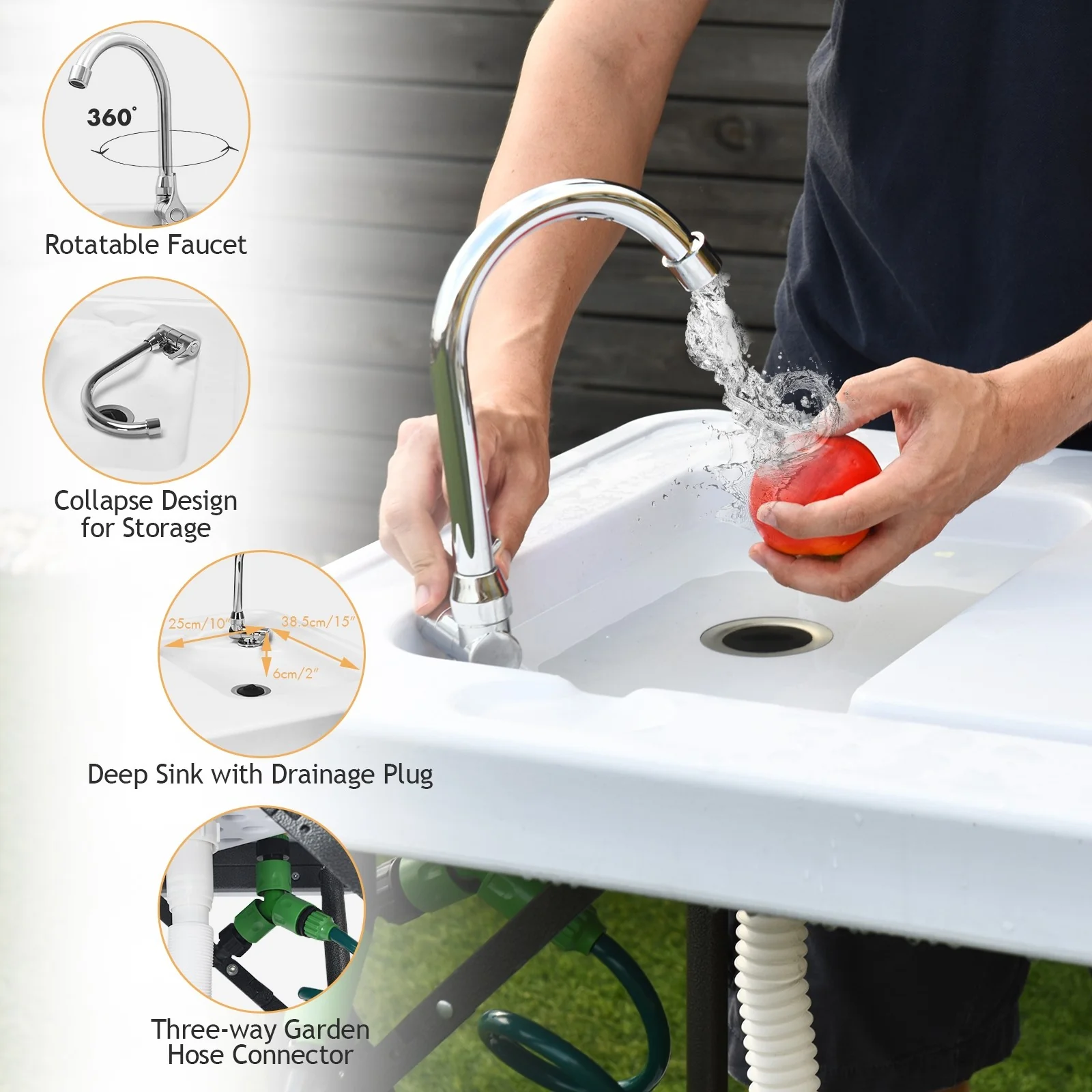 Folding Fish Table Fillet Hunting Cleaning Cutting Camping Sink Table - Image 9