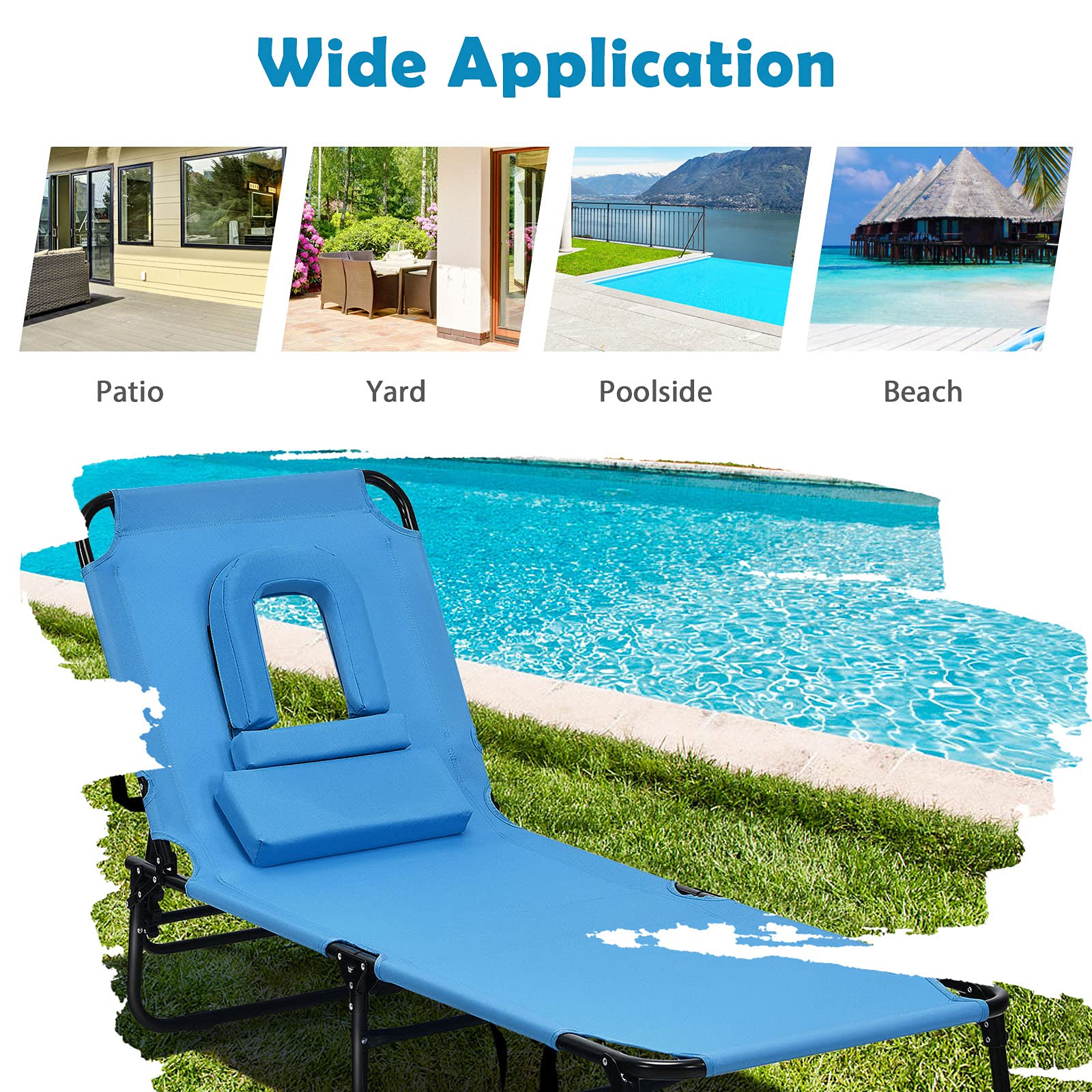 Folding Lounge Chair for Beach Poolside Balcony Patio - Image 3