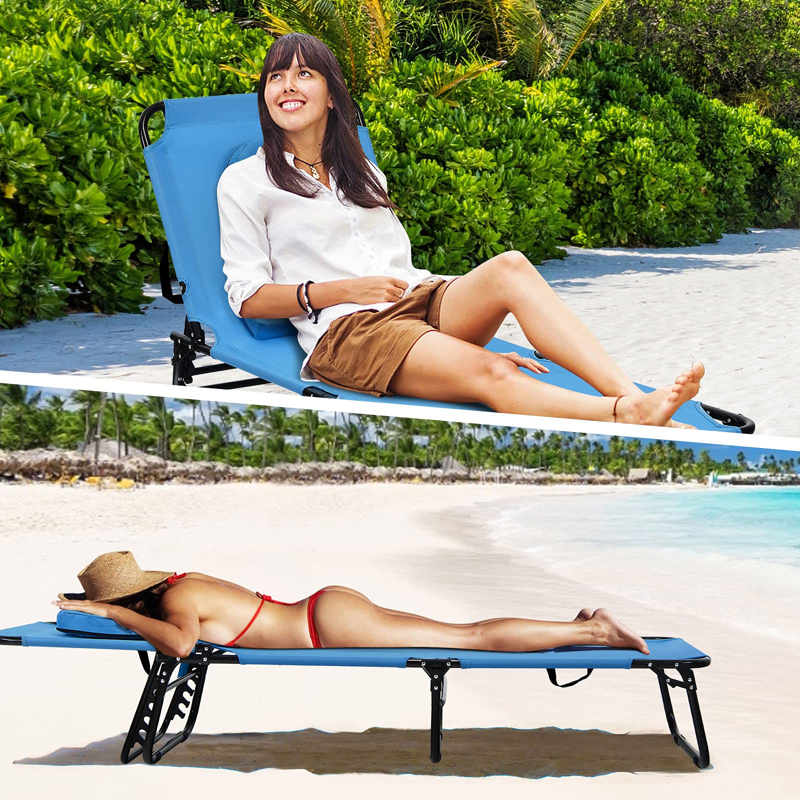 Folding Lounge Chair for Beach Poolside Balcony Patio - Image 5