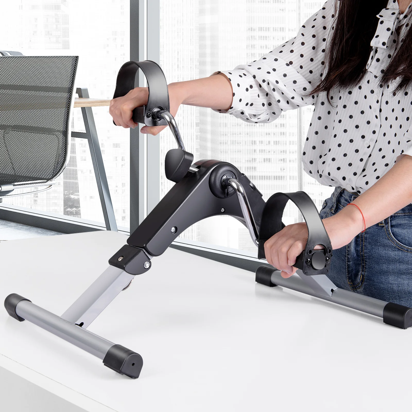 Folding Pedal Exerciser, Adjustable Resistance Mini Exercise Bike - Image 10