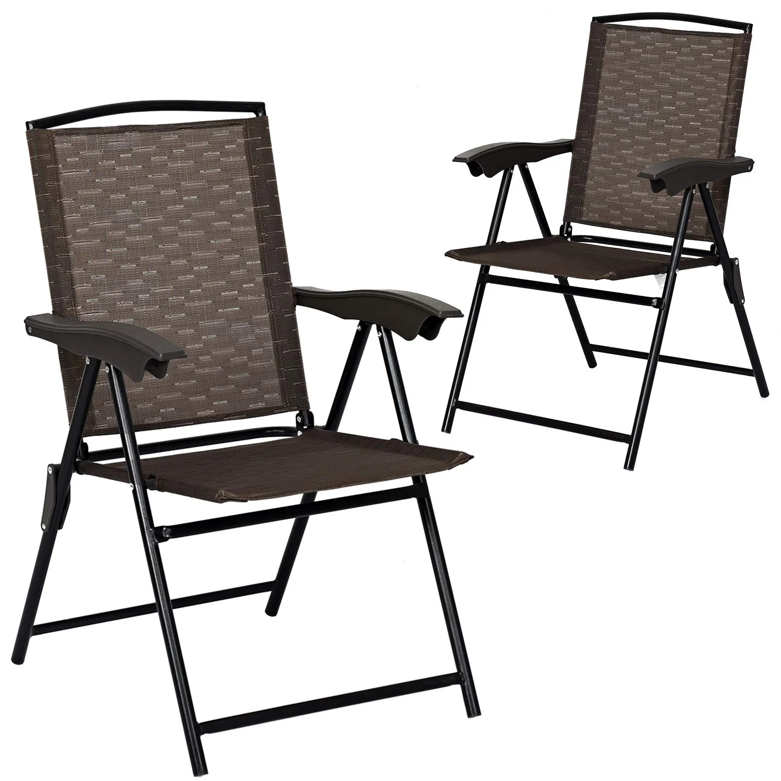 Folding Sling Chairs Sets of 2, Portable Chairs for Patio Garden Pool Outdoor & Indoor