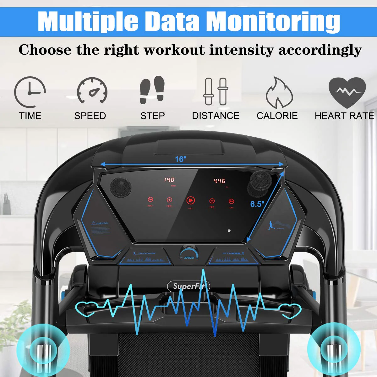 Folding Treadmill, Superfit Electric Portable Treadmill - Image 4