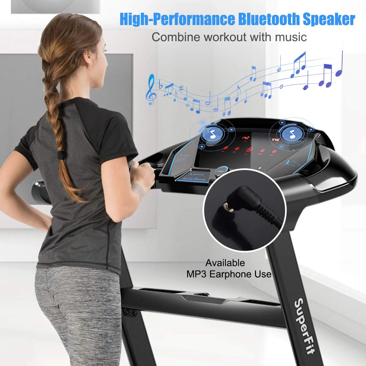 Folding Treadmill, Superfit Electric Portable Treadmill - Image 5