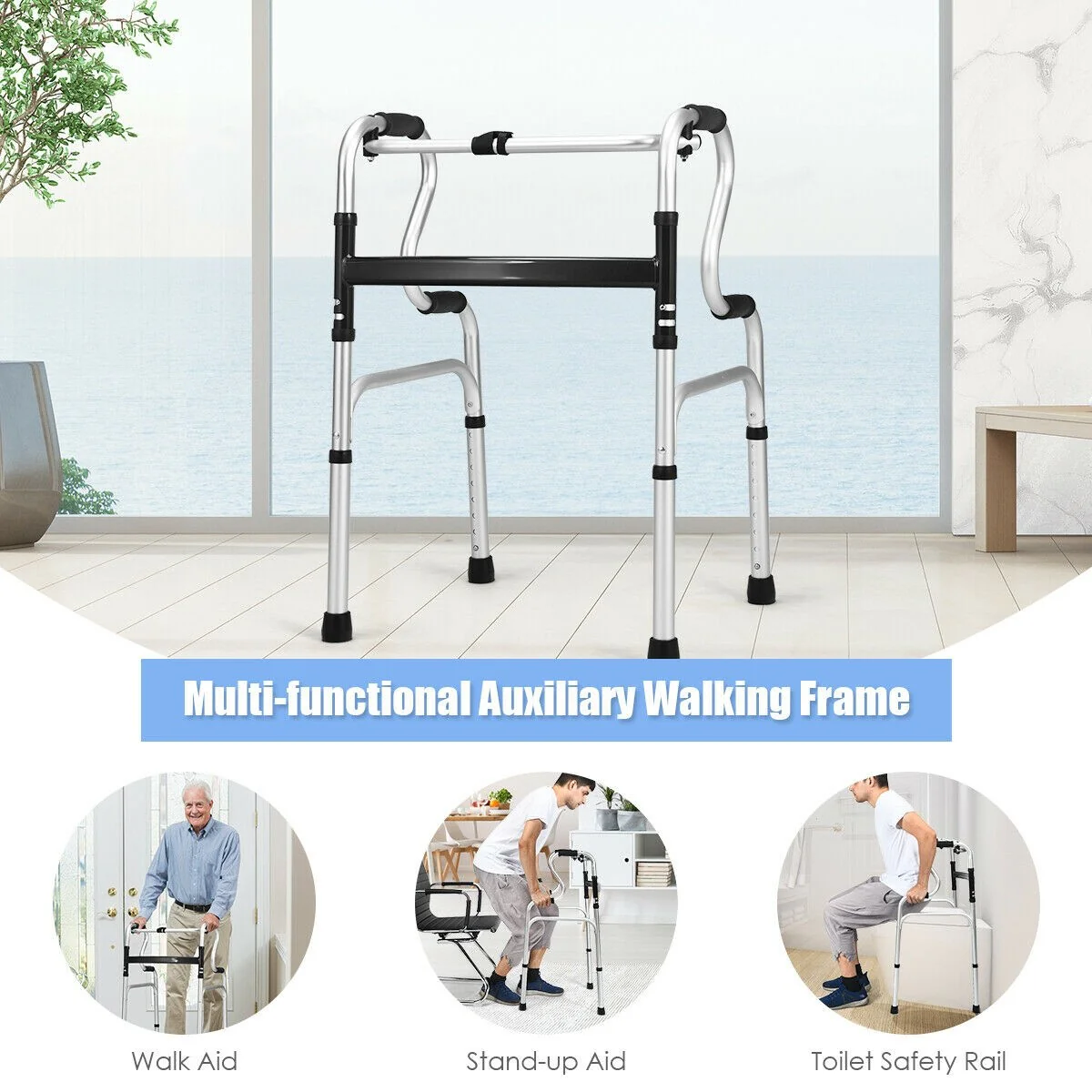 Folding Walker, 400LBS FDA Certification Toilet Armrest - Image 4
