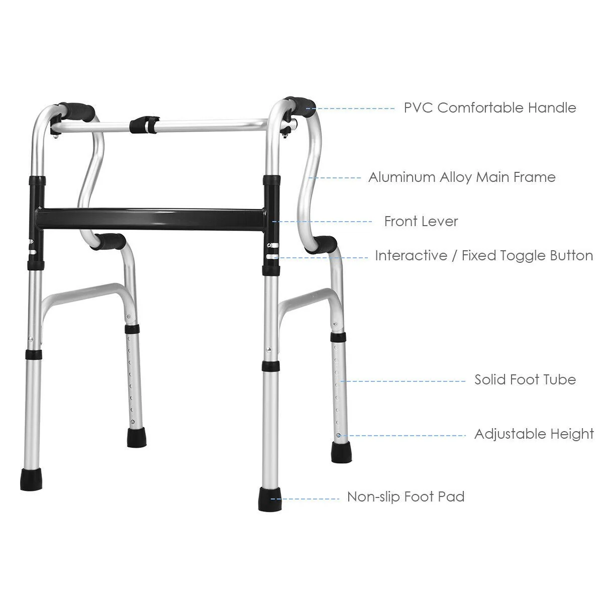 Folding Walker, 400LBS FDA Certification Toilet Armrest - Image 5