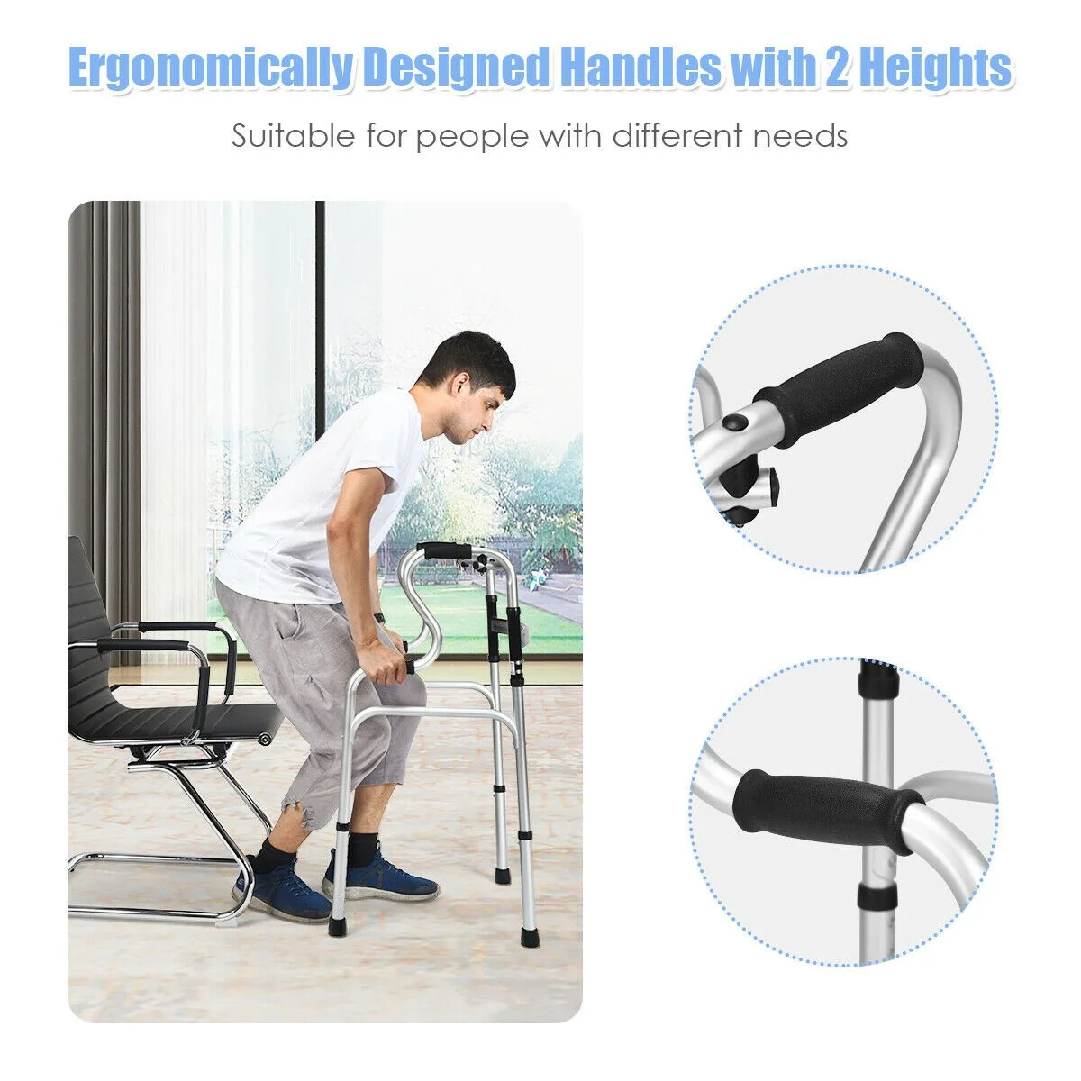 Folding Walker, 400LBS FDA Certification Toilet Armrest - Image 7