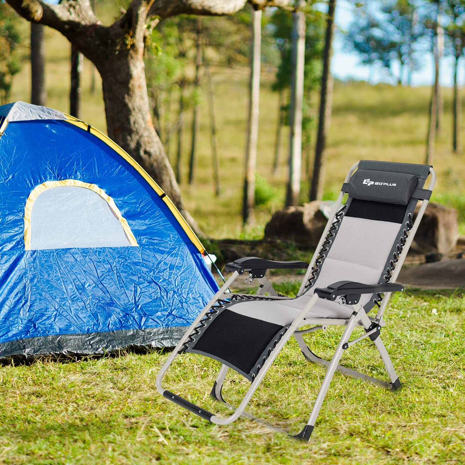 Folding Zero Gravity Chair, Removable Head Pillow, 660 lbs Weight Capacity - Image 3
