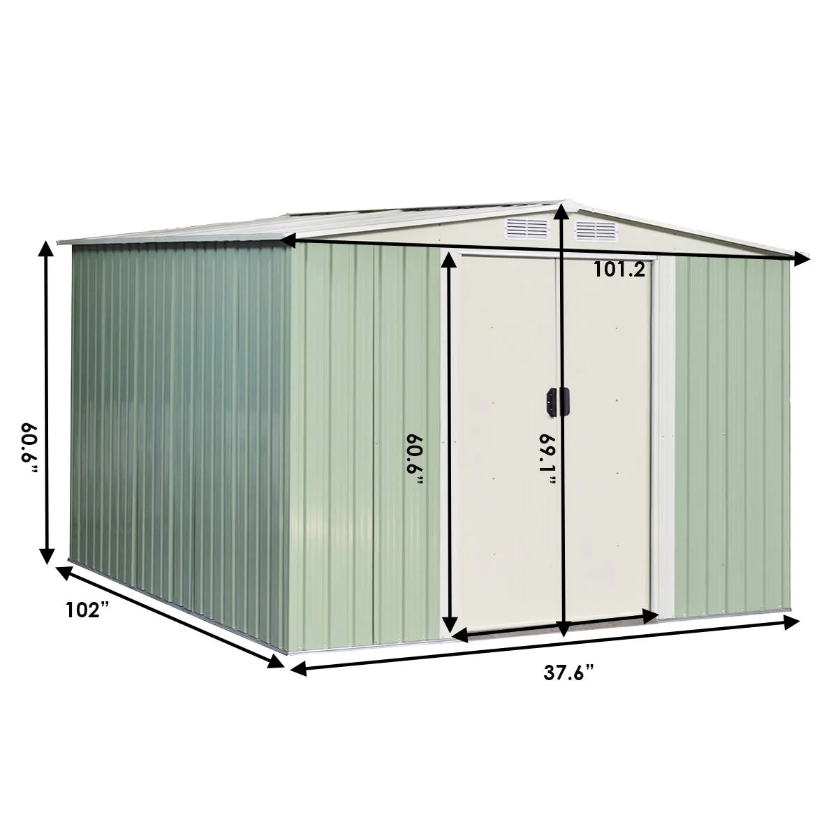 Galvanized Steel Outdoor Storage Shed 8.5X 8.5Ft Heavy Duty Tool House - Image 7