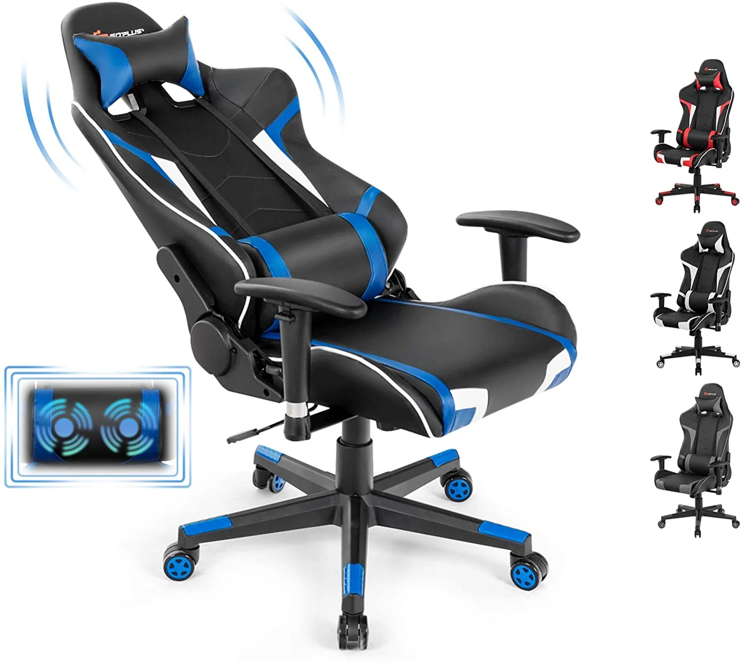 Gaming Chair, Massage Office Chair Computer Gaming Racing Chair - Image 6