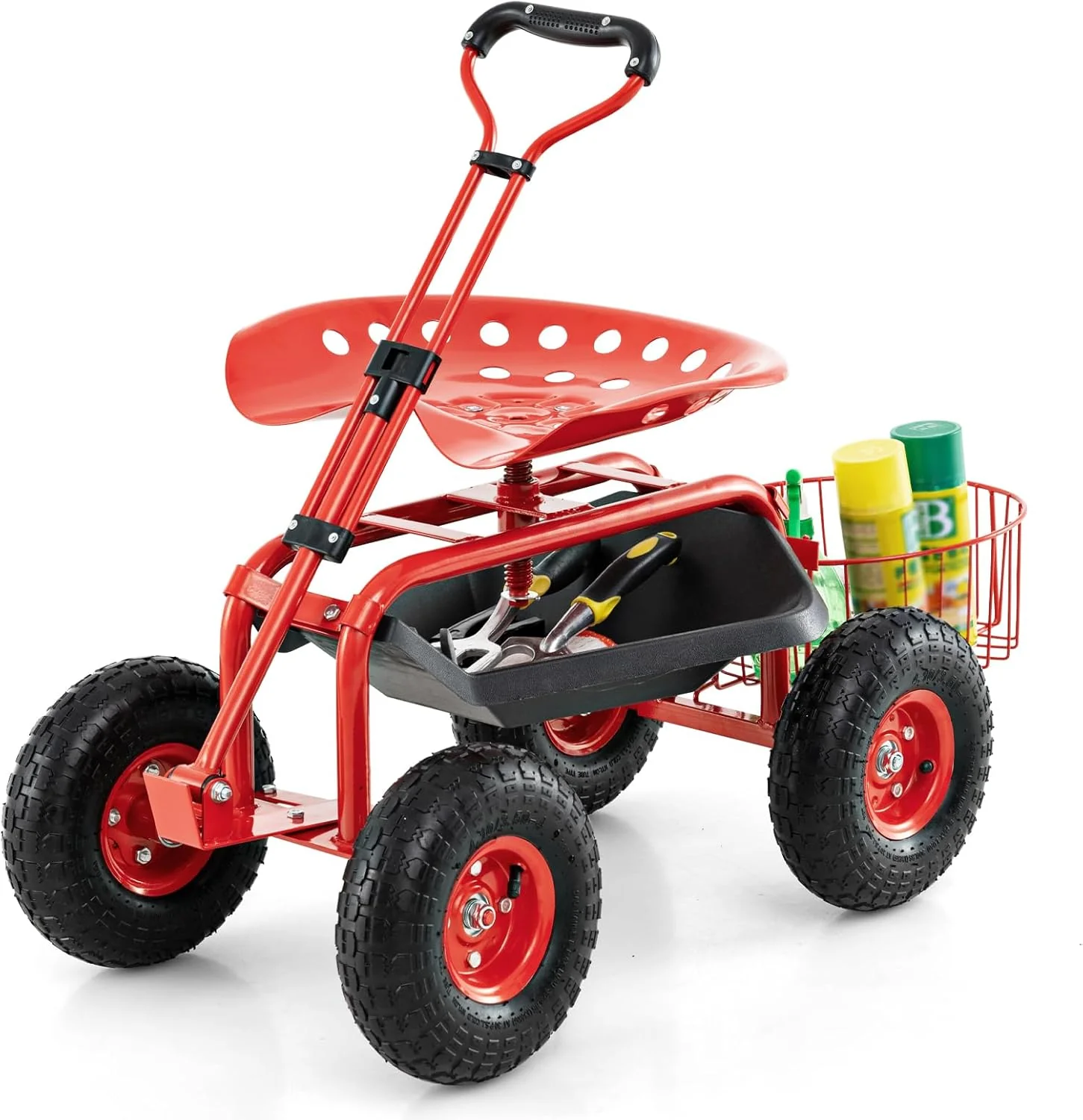 Garden Cart Gardening Workseat w/Wheels, Patio Wagon Scooter for Planting, 38"D x 17"W x 21"H - Image 10