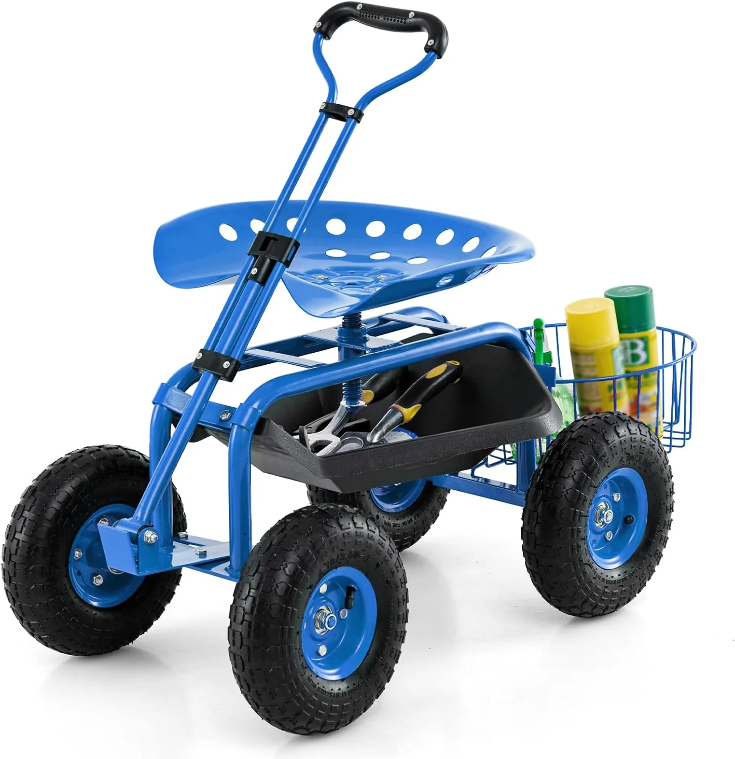 Garden Cart Gardening Workseat w/Wheels, Patio Wagon Scooter for Planting, 38"D x 17"W x 21"H - Image 9