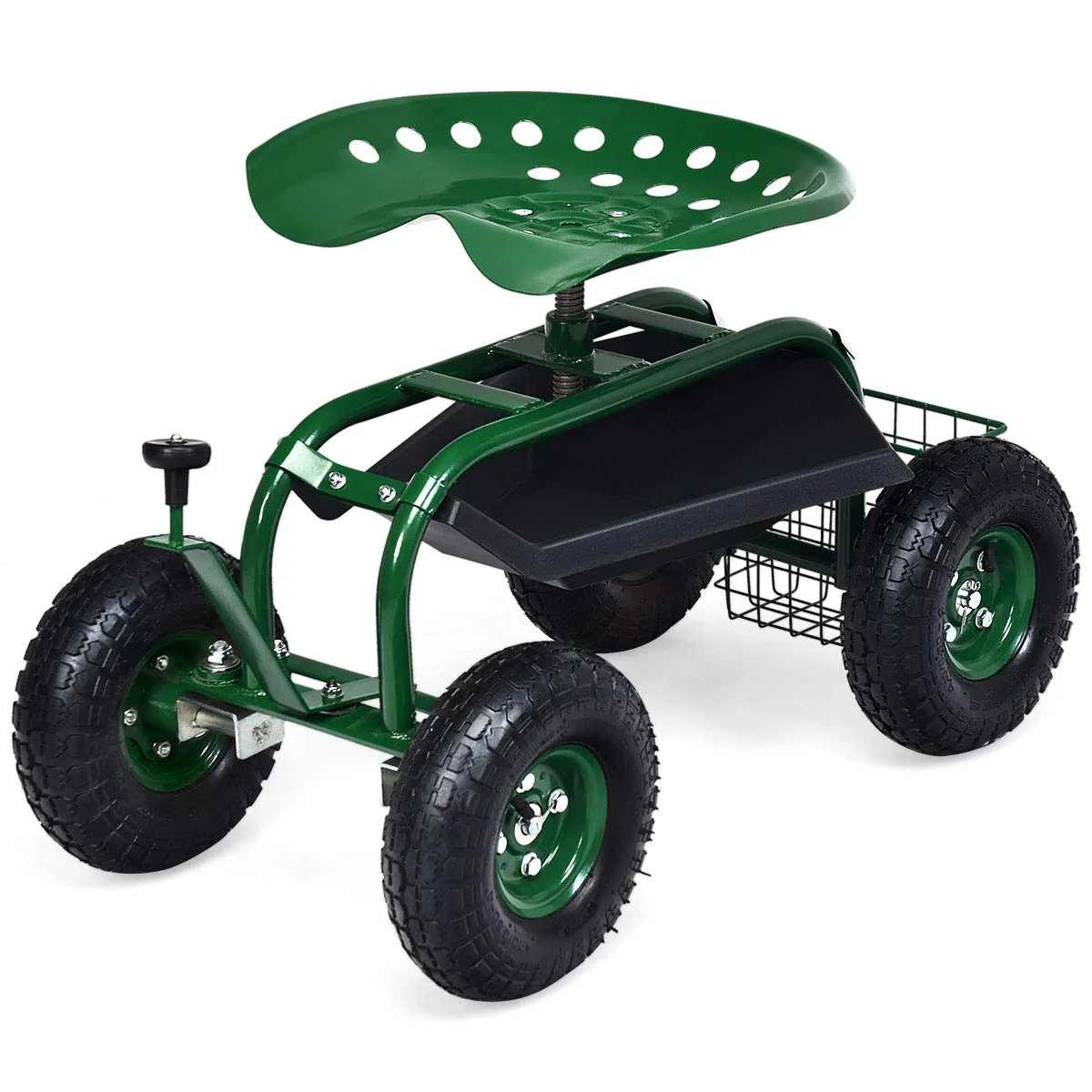 Garden Cart Gardening Workseat w/Wheels, Patio Wagon Scooter for Planting