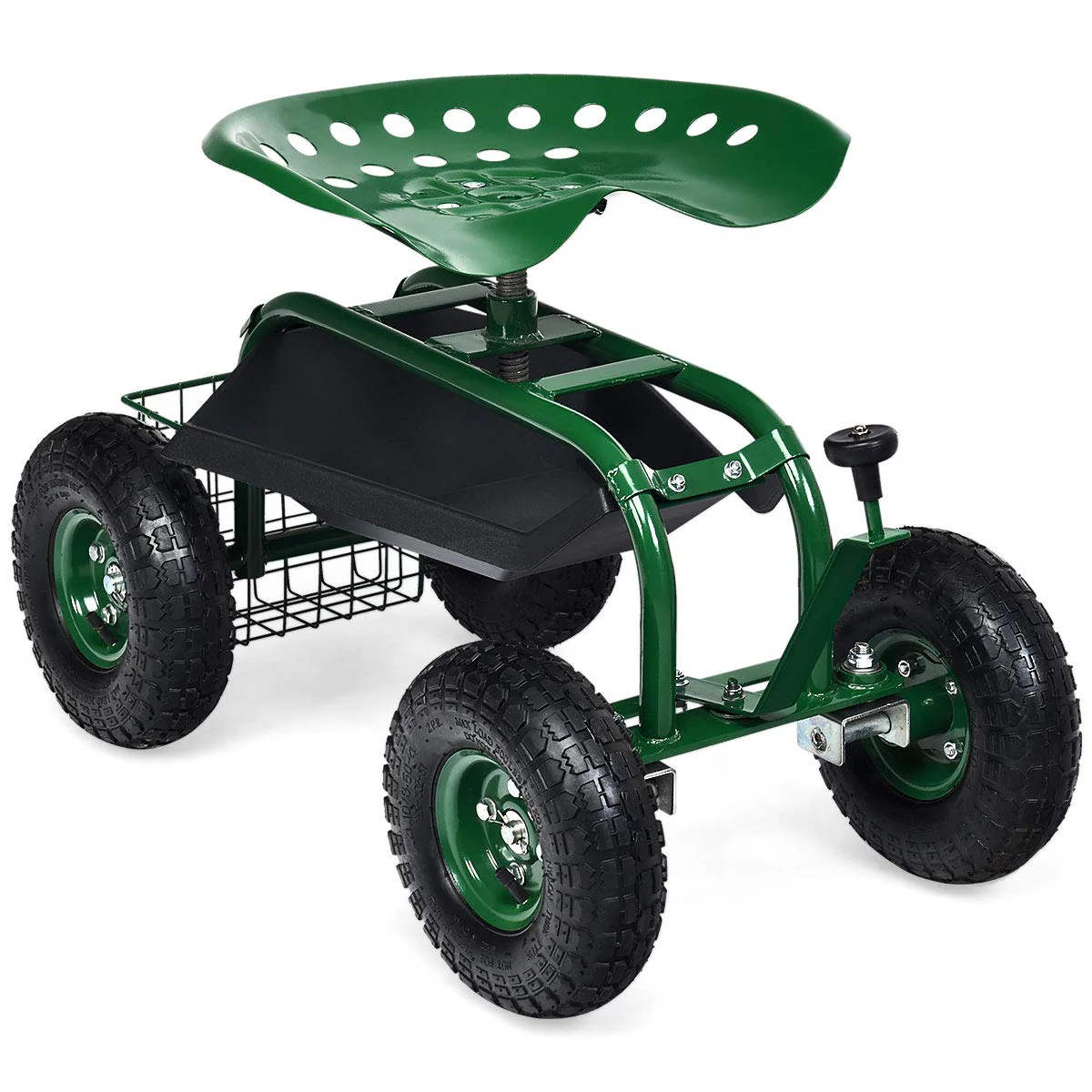 Garden Cart Gardening Workseat w/Wheels, Patio Wagon Scooter for Planting - Image 7