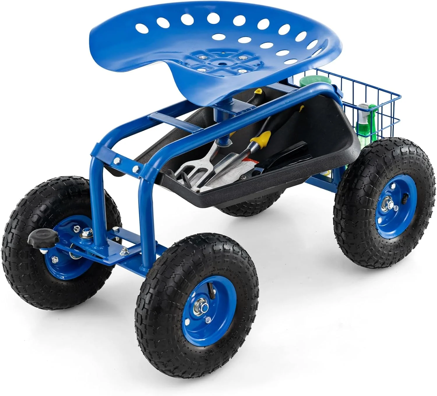 Garden Cart Gardening Workseat w/Wheels, Patio Wagon Scooter for Planting - Image 9