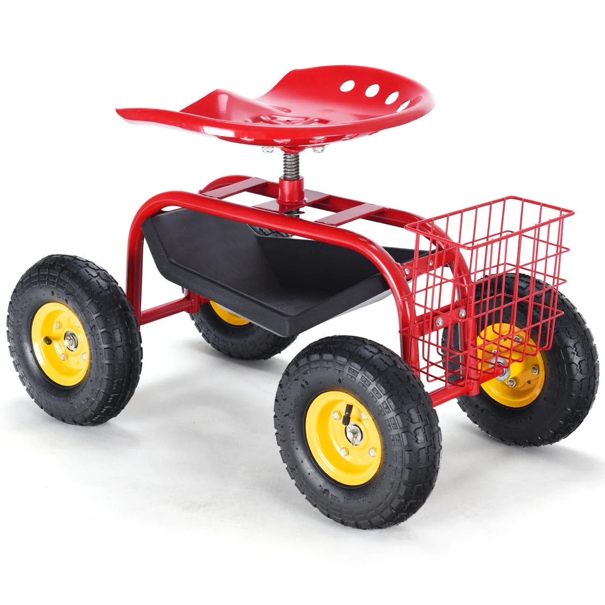 Garden Cart Rolling Work Seat Outdoor Lawn Yard Patio Wagon Scooter for Planting - Image 8