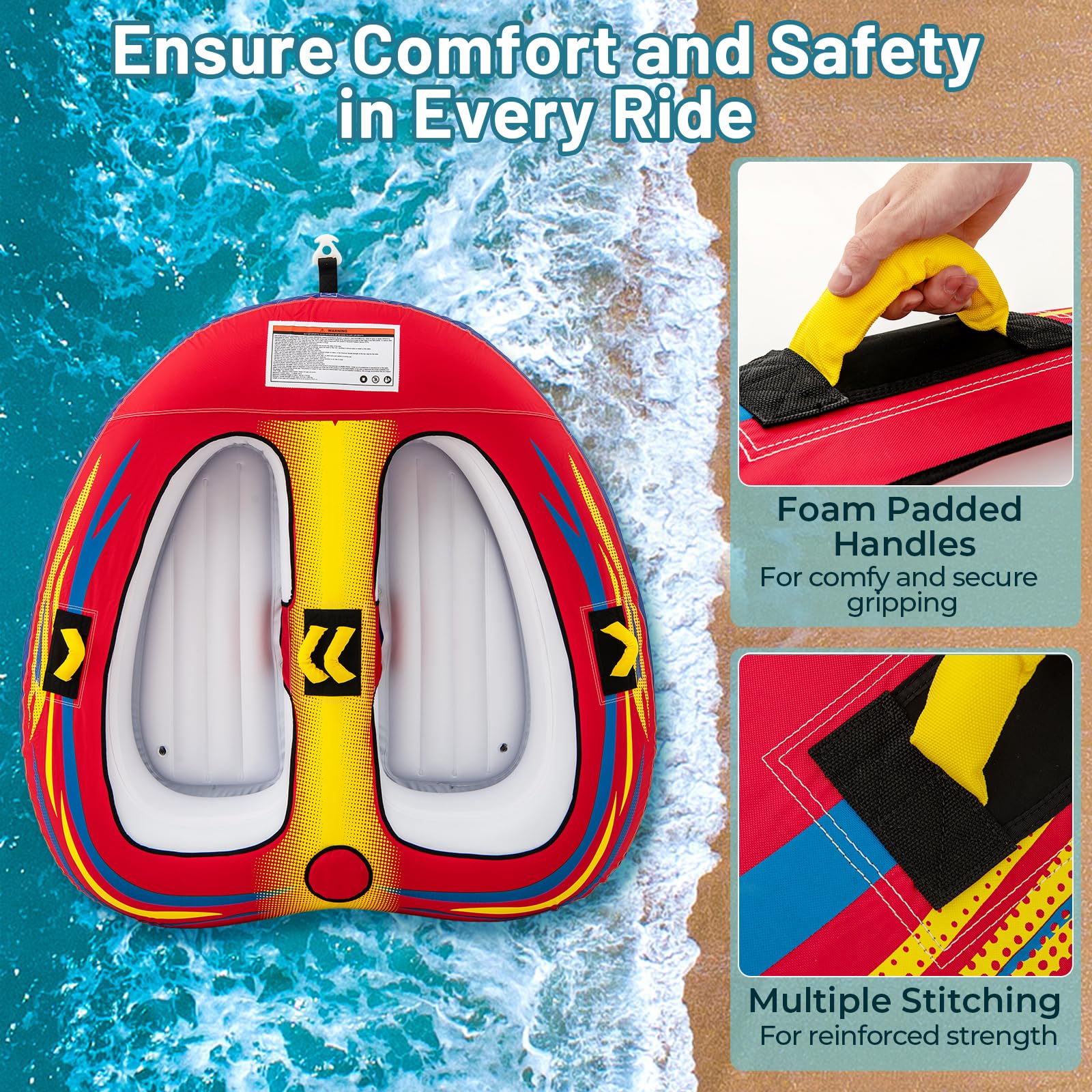 Goplus 1-2 Person Towable Tube for Boating Floating Raft Water Sports - Image 4