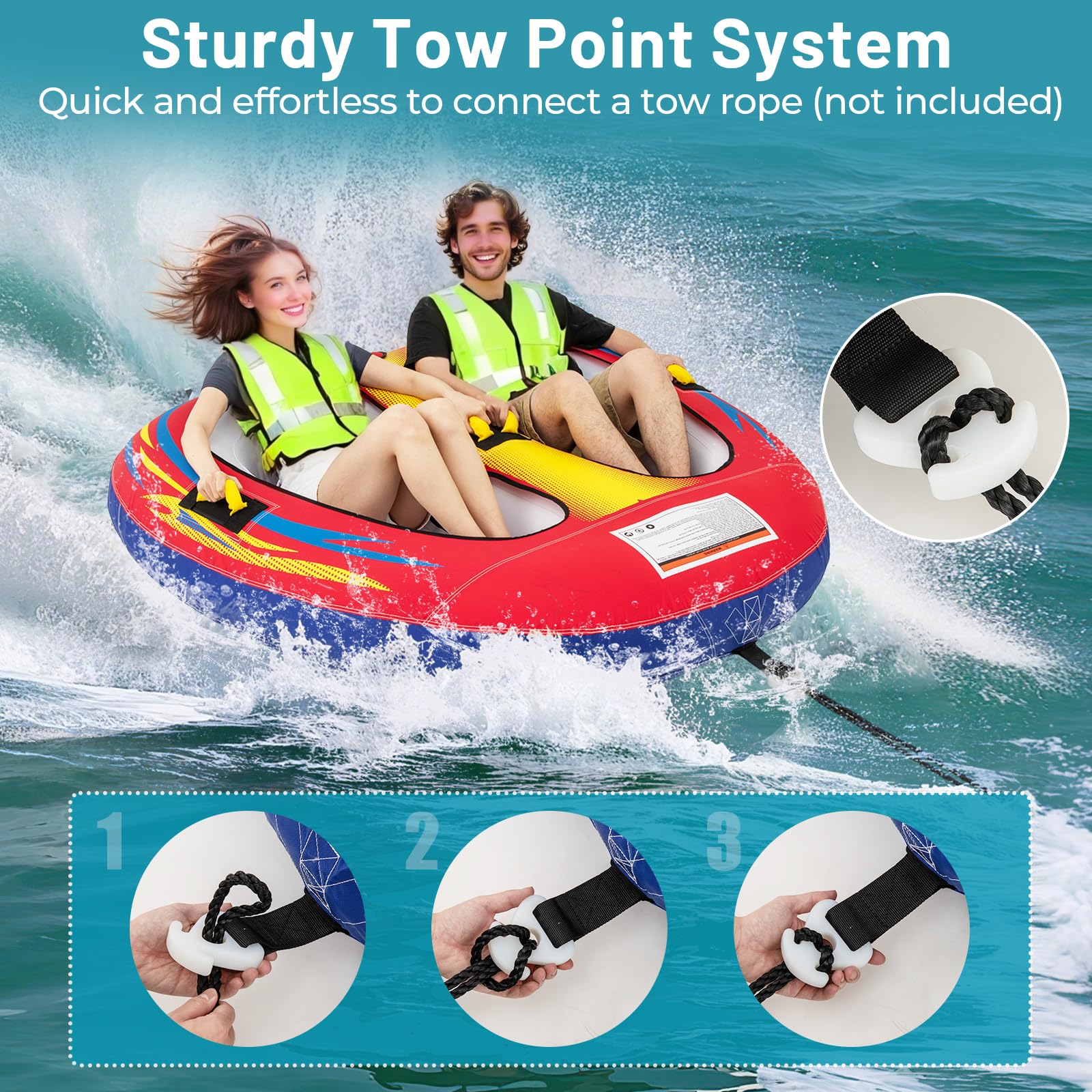 Goplus 1-2 Person Towable Tube for Boating Floating Raft Water Sports - Image 5