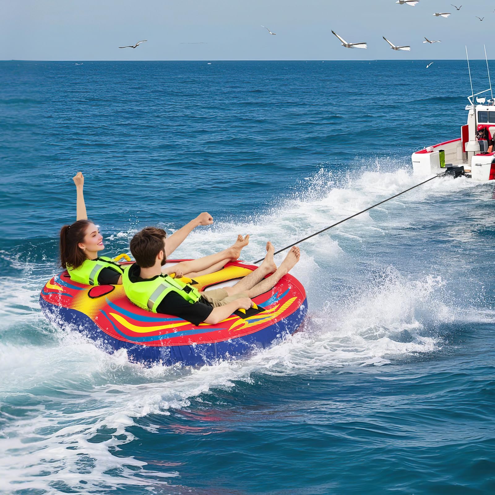 Goplus 1-2 Person Towable Tube for Boating Floating Raft Water Sports - Image 9