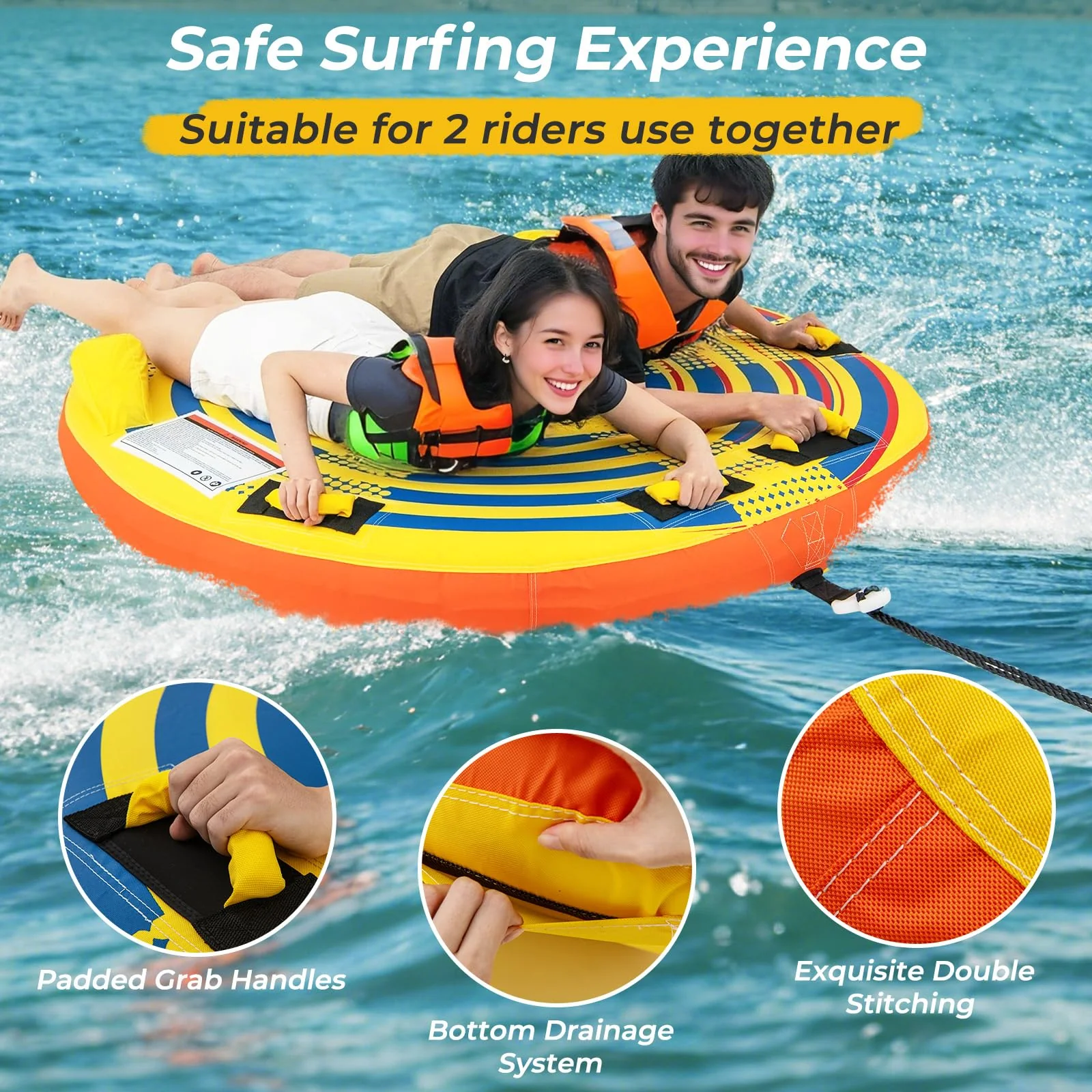 Goplus 1-2 Riders Towable Tube for Boating for Youth Adult - Image 3