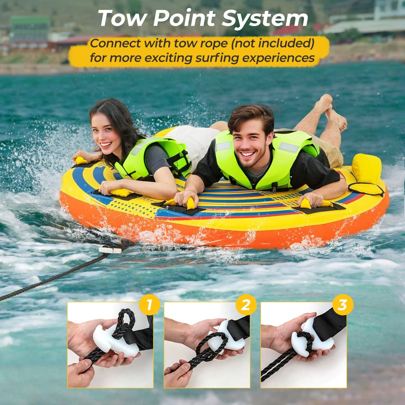 Goplus 1-2 Riders Towable Tube for Boating for Youth Adult - Image 6