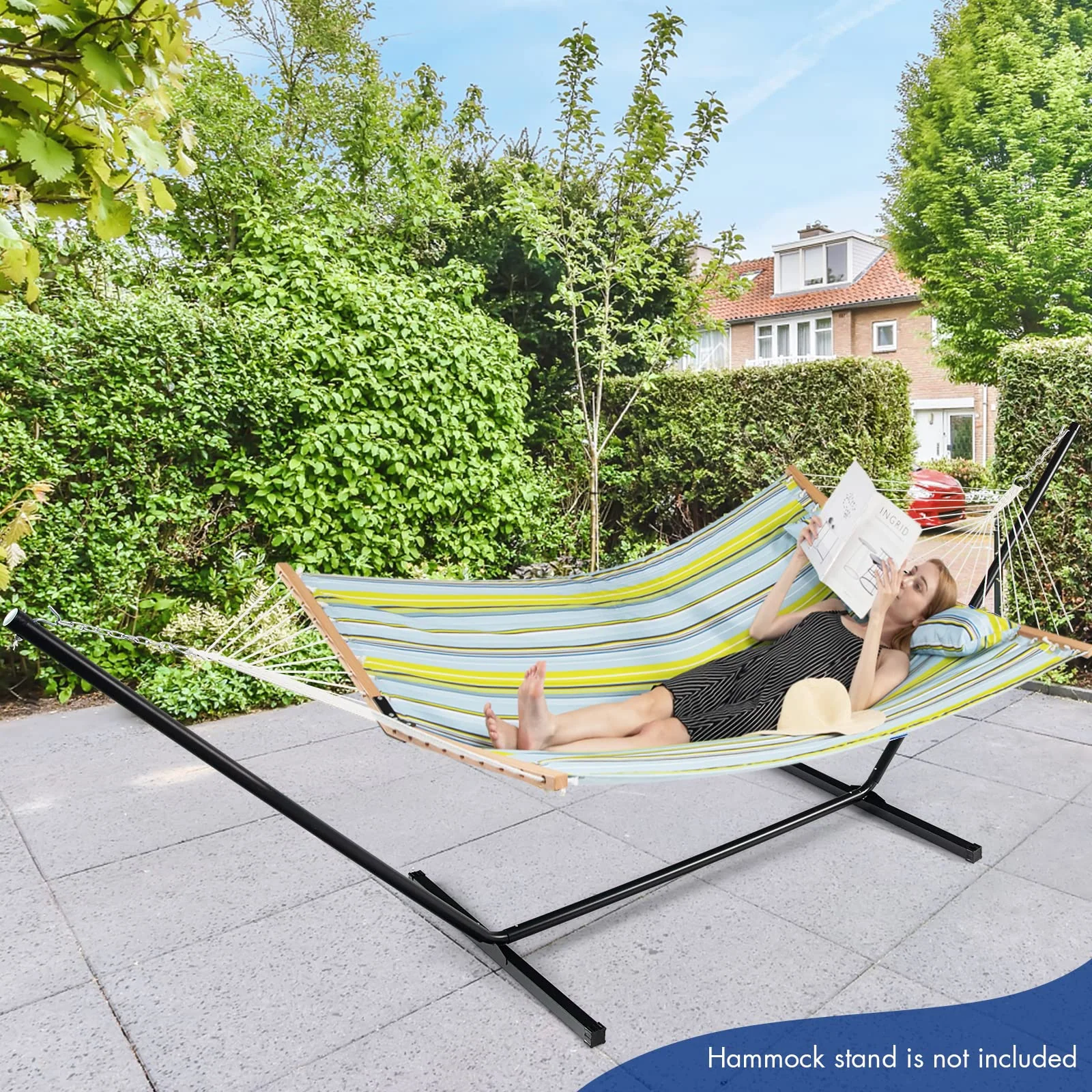 Goplus 10.5 FT Hammock, Quilted 2 Person Hammock w/Detachable Pillow, 495LBS Capacity - Image 11